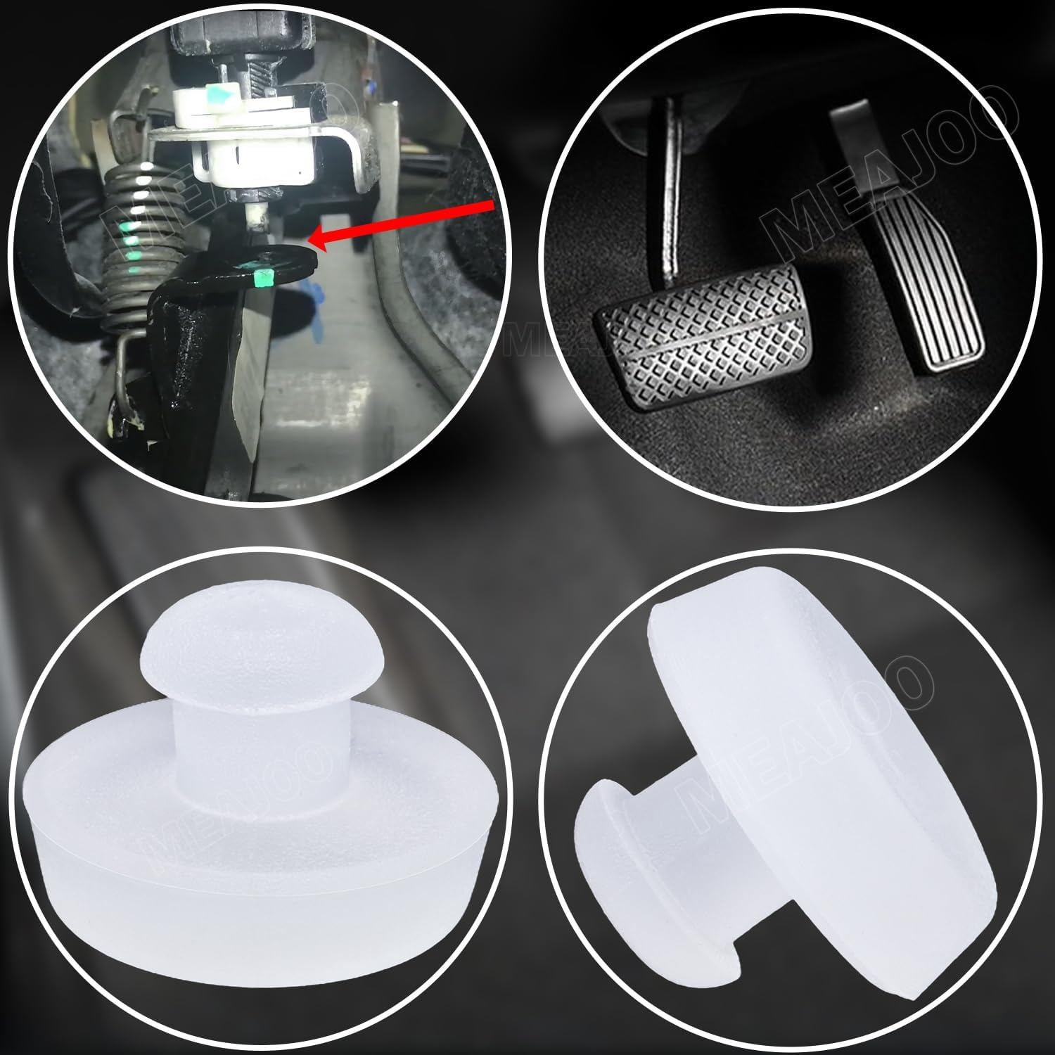 MEAJOO 2PCS Hyundai Kia Brake Pedal Stopper, Brake Pedal Stop Pad 32876-36000 Compatible with Kia Optima Sorento Sportage Soul, Hyundai Accent Elantra Sonata Veracruz 32876-25000