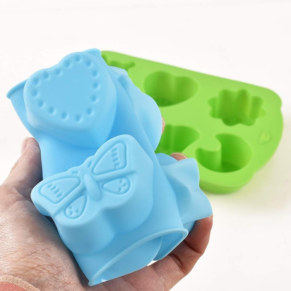 Insects Silicone Candy Mold, 2 Packs 6- Cavity Animal Butterfly Moon Star 3D Bakeware Mold, Nonstick Food Grade Mold for Candies, Chocolate, Ice Cube, Resin Craft (Pink, 16.7 * 10.5Cm) image number 1