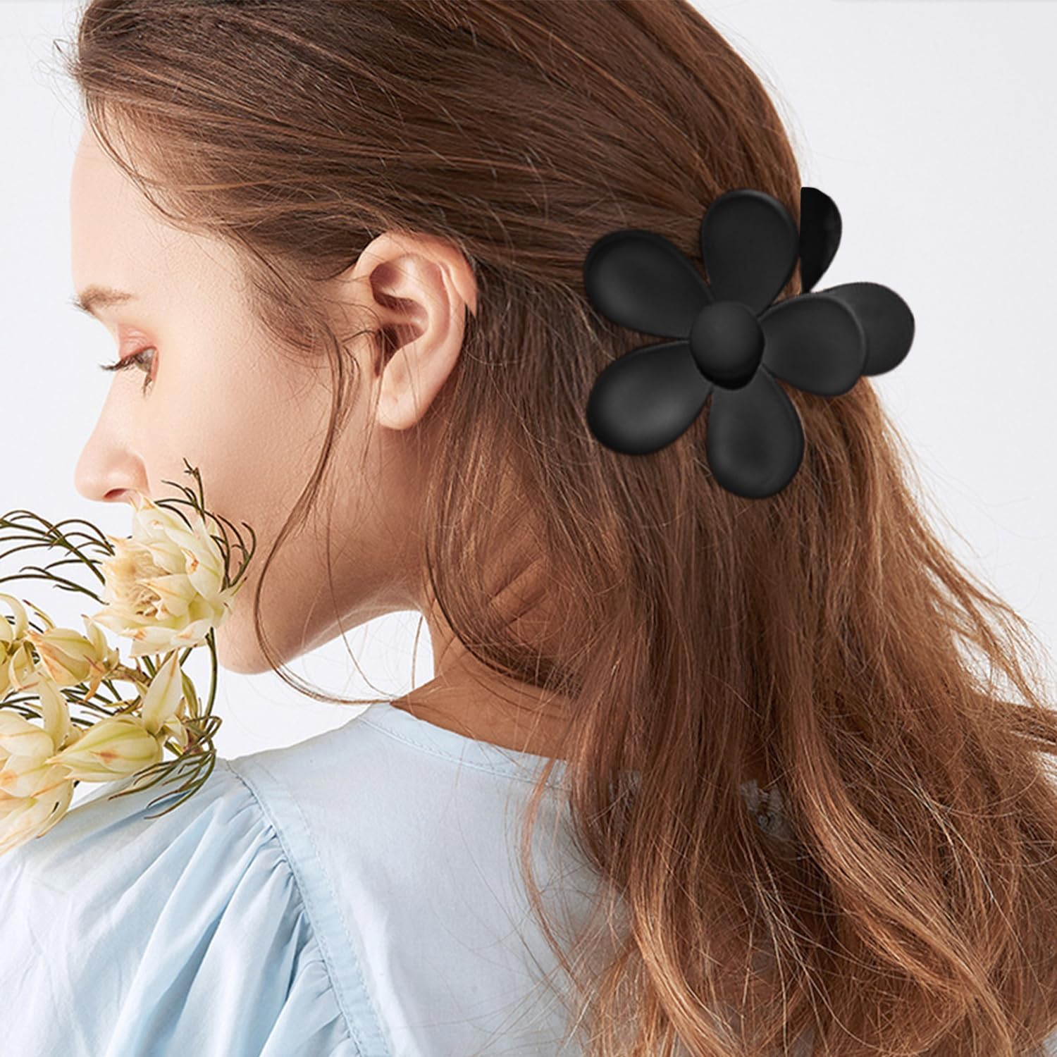 6-Piece Flower Hair Clip, Soft Flower Hair Clip, Slippery Flower Hair Clip, Cute Flower Hair Clip, Suitable for Women and Girls with Thin and Medium Thick Hair image number 2