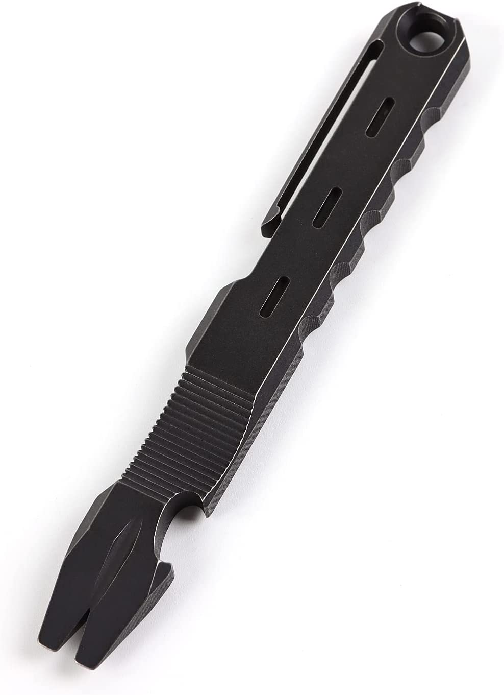 Hamans Titanium EDC Pry Bar with Nail Puller Bottle Opener Function with Pocket Clip EDC Tool (Grey)