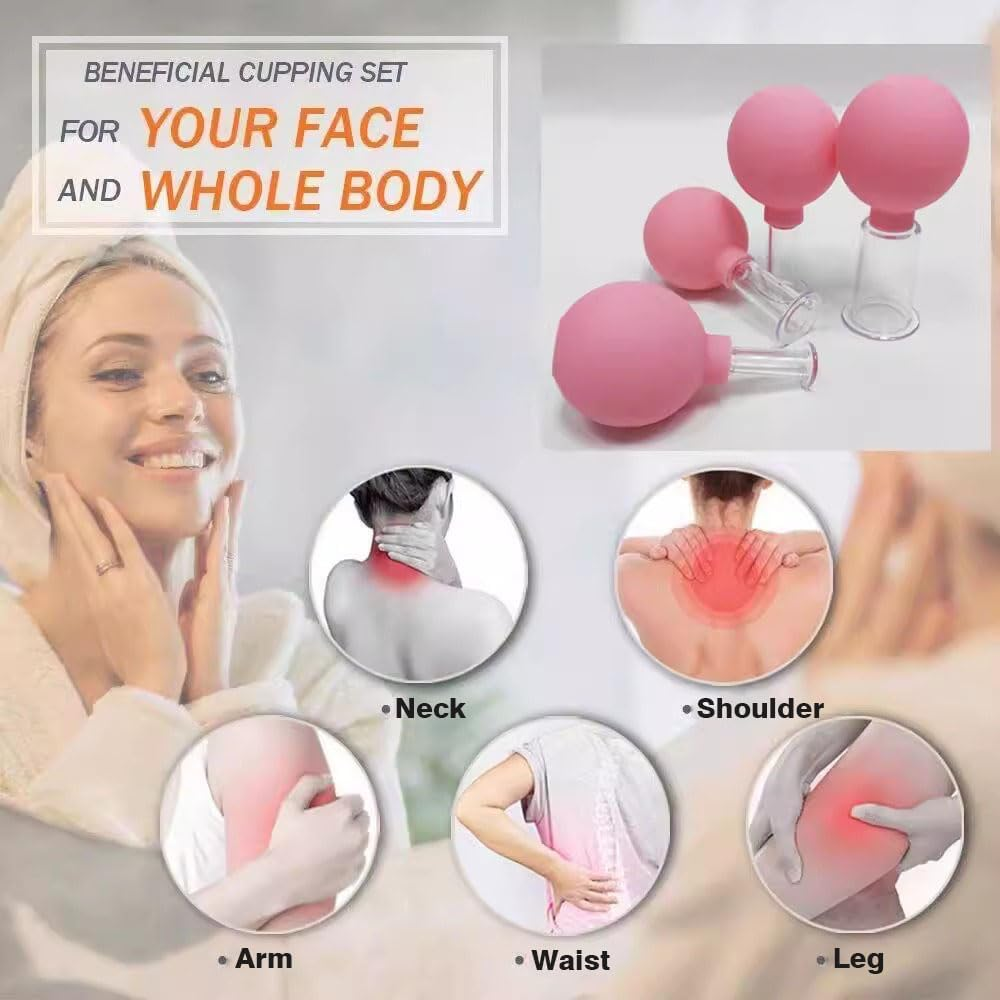 Facial Cupping Set anti Aging Vacuum Suction Cupping Cups 4Pcs Face Cupping Therapy Sets for Wrinkles Facial Cupping Gua Sha Facial Massage Cupping Tool for Face, Neck and Whole Body image number 5