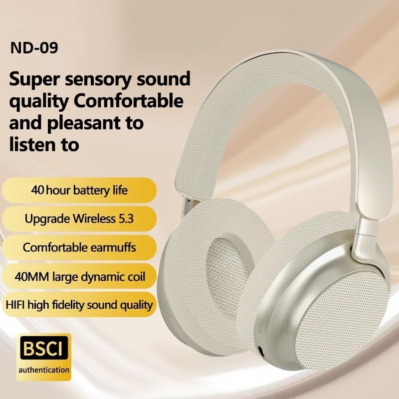 ND NEXT DESTINATION - 8902 Wireless Headphones with Bluetooth 5.3 with Powerful Bass and Stereo Sound, Adjustable Headband with Long Battery Life