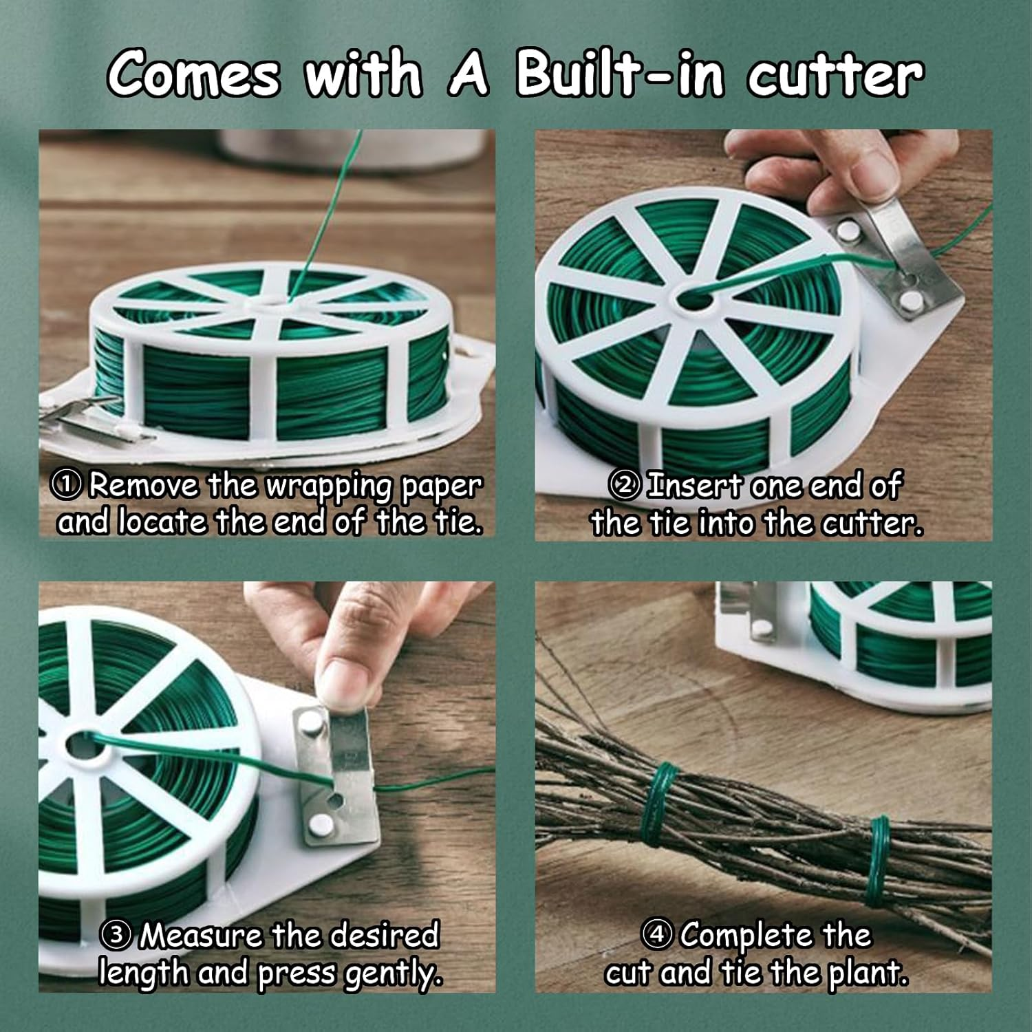 Taoluwin 100M Garden Plant Ties, Twist Ties with Built-In Cutter, Reusable Wire Ties for Plants, Garden Wire Supports, Vine & Shrub Ties, Home Cable Organizer image number 6