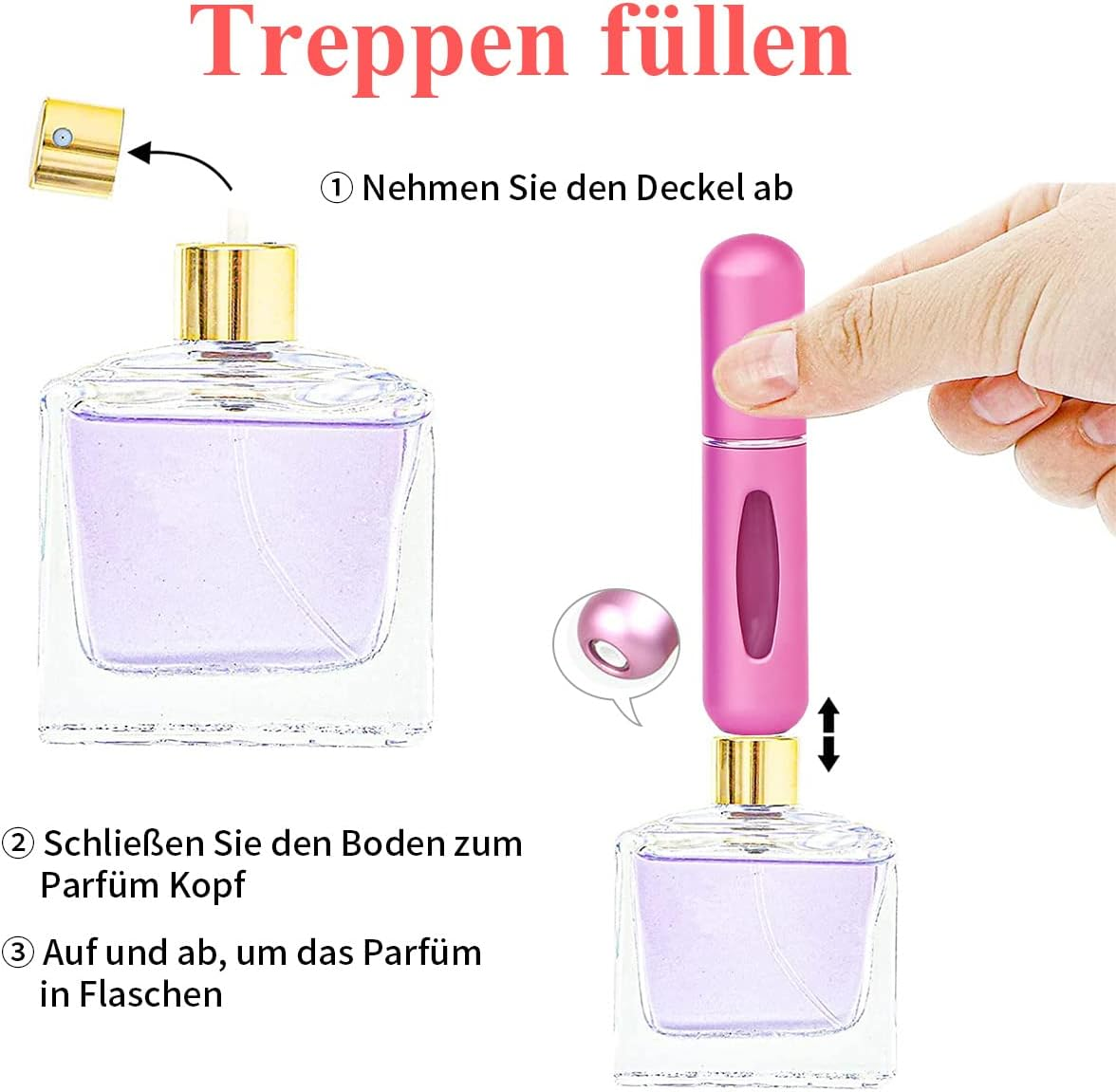 5 PCS Perfume Atomiser Bottles 5Ml Mini Refillable Spray Portable Liquid Bottle with Visual Window Empty Travel Bottle for Purse Handbag Pocket Luggage (A)