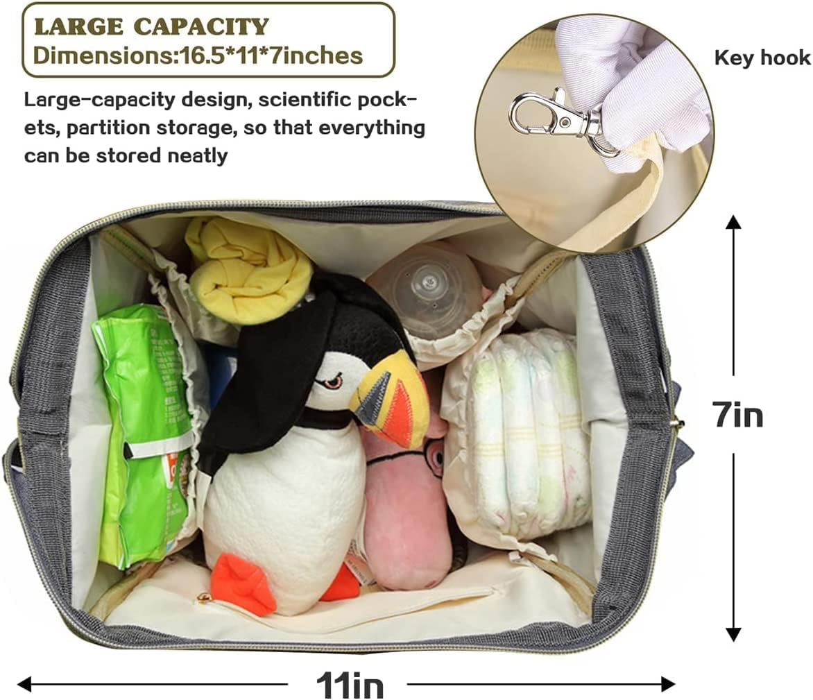 Limhoo Diaper Bag Backpack for Men Dad, Waterproof Large Canvas Camo Nappy Bags, Baby Care Bag - Army Green image number 7