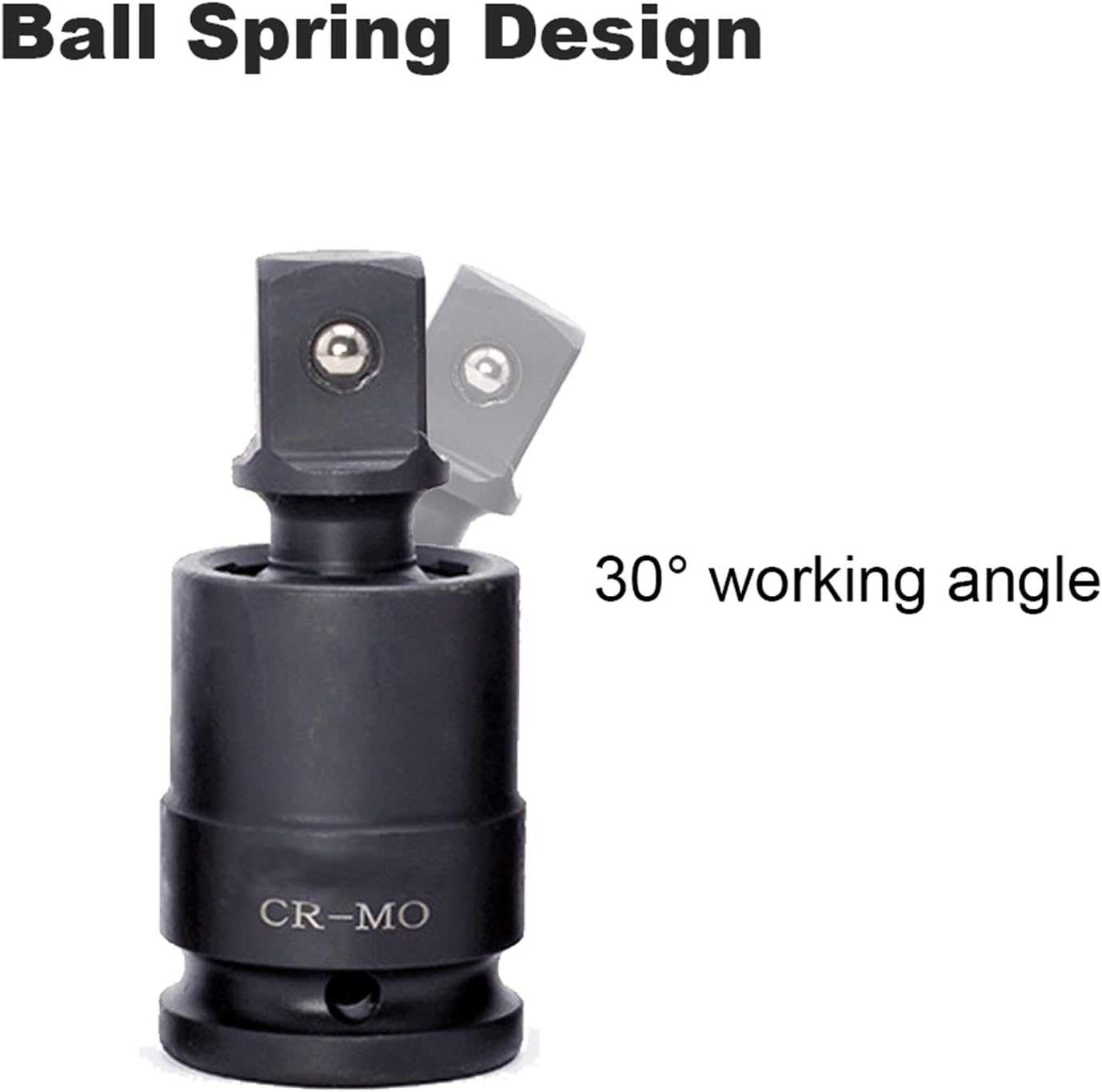 Tophomer (3/4'' Drive) Swivel Impact Socket Set, 1Pc Universal Joint with Ball Spring Design, 1/4, 3/8, 1/2-Inch Drive, Impact Socket Adapter image number 5