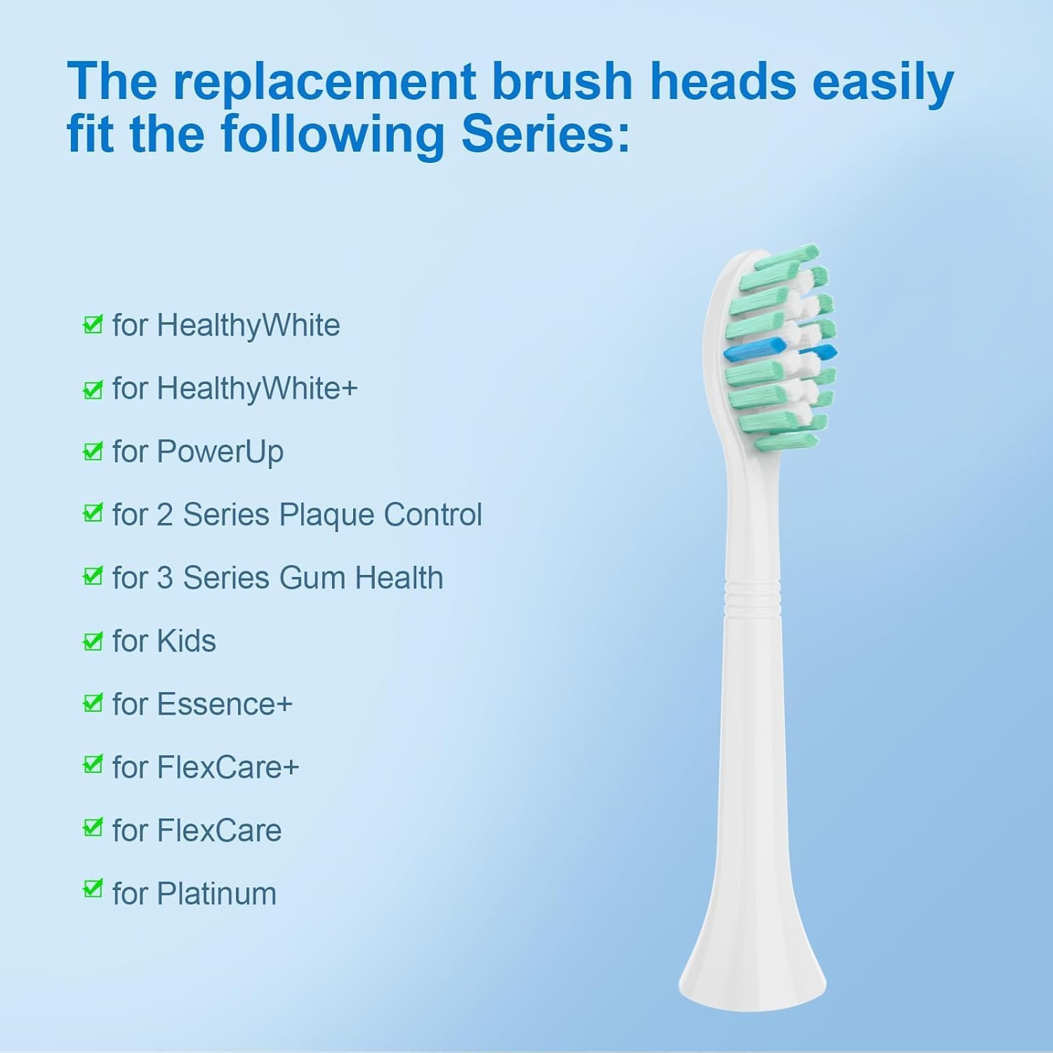 Replacement Toothbrush Heads Compatible with Philips Sonicare Electric Toothbrush, 6 Pack Soft Dupont Bristles, C1 C2 G2 W 4100 HX6062/65 and More Snap-On Handles