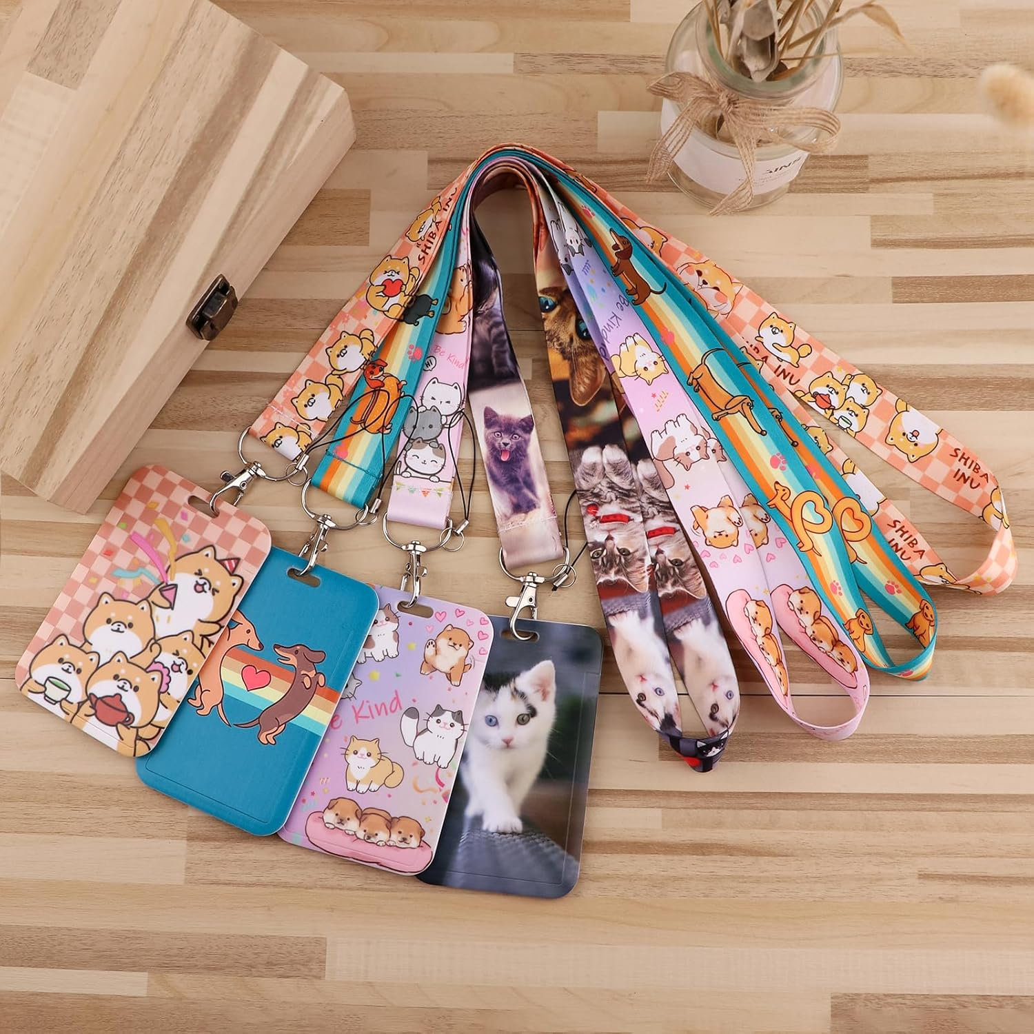 Cool Dachshund Dog Lanyard Card Holder for Men Boys Cute Green Key Lanyard Keychain for Women image number 2