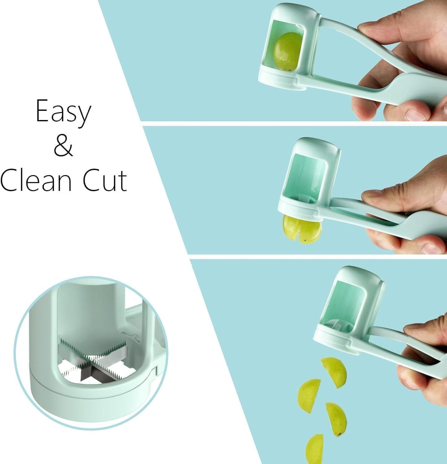 Grape Cutter/Slicer,Grape Cherry Tomato Strawberry Cutter Quarter Fruit Slicer Tool for Vegetable Fruit Salad Cake Decoration,Stainless Steel Kitchen Gadget