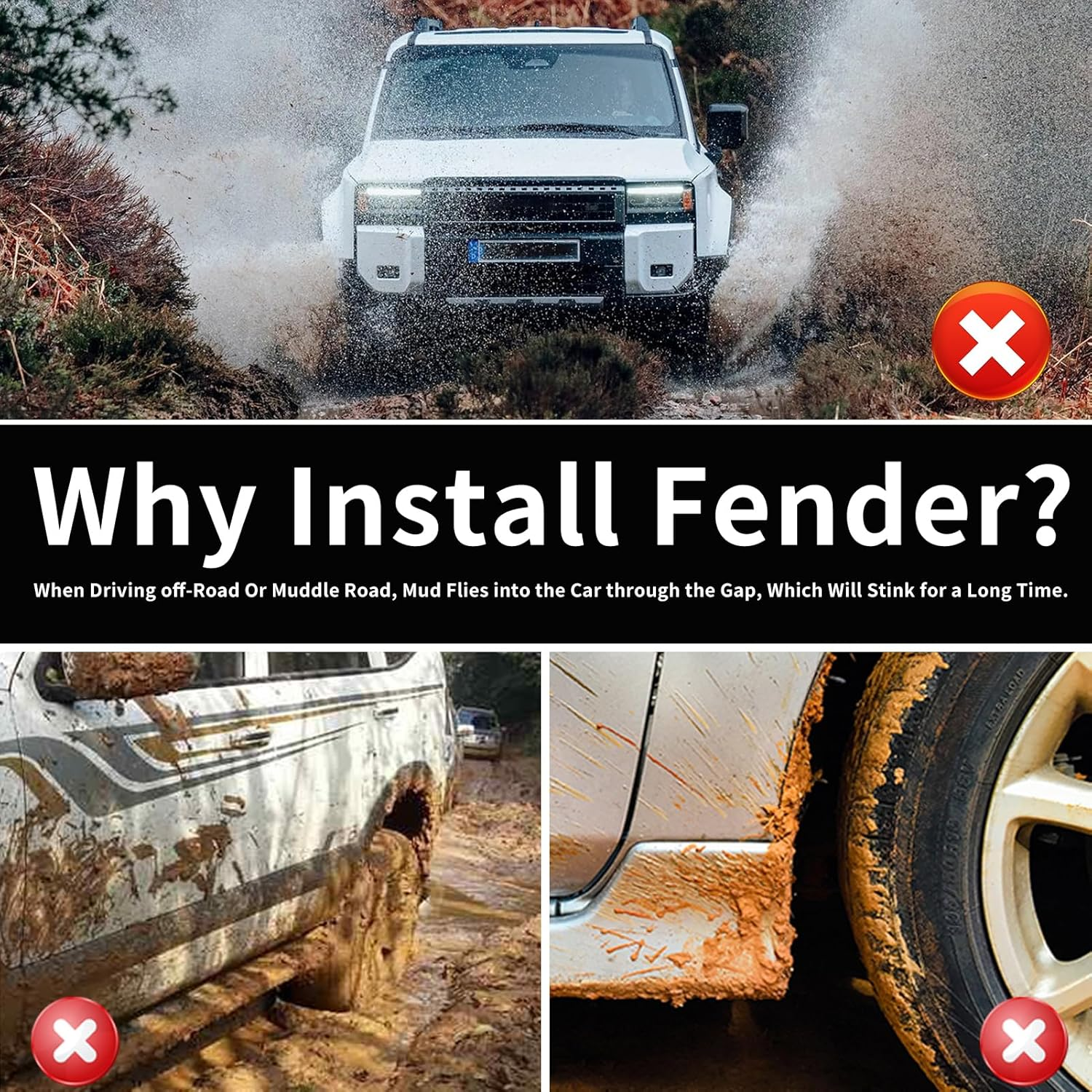 Rear Wheel Anti-Mud Fender for 2024 2025 Toyota Land Cruiser 250 1958 Prado Lc250 J250 No Drilling Splash Guard Interior Modification Accessories