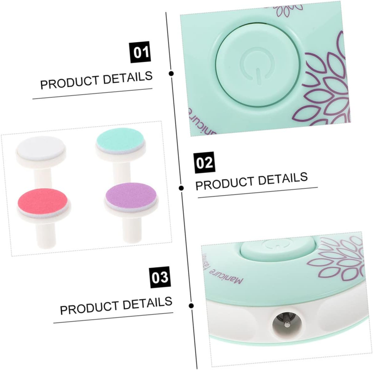 Kisangel Electric Nail File Set Nail File Cuticle Pusher Buffing Block Drill Clippers Scissors Manicure Tool Safe for Boys and Girls image number 5