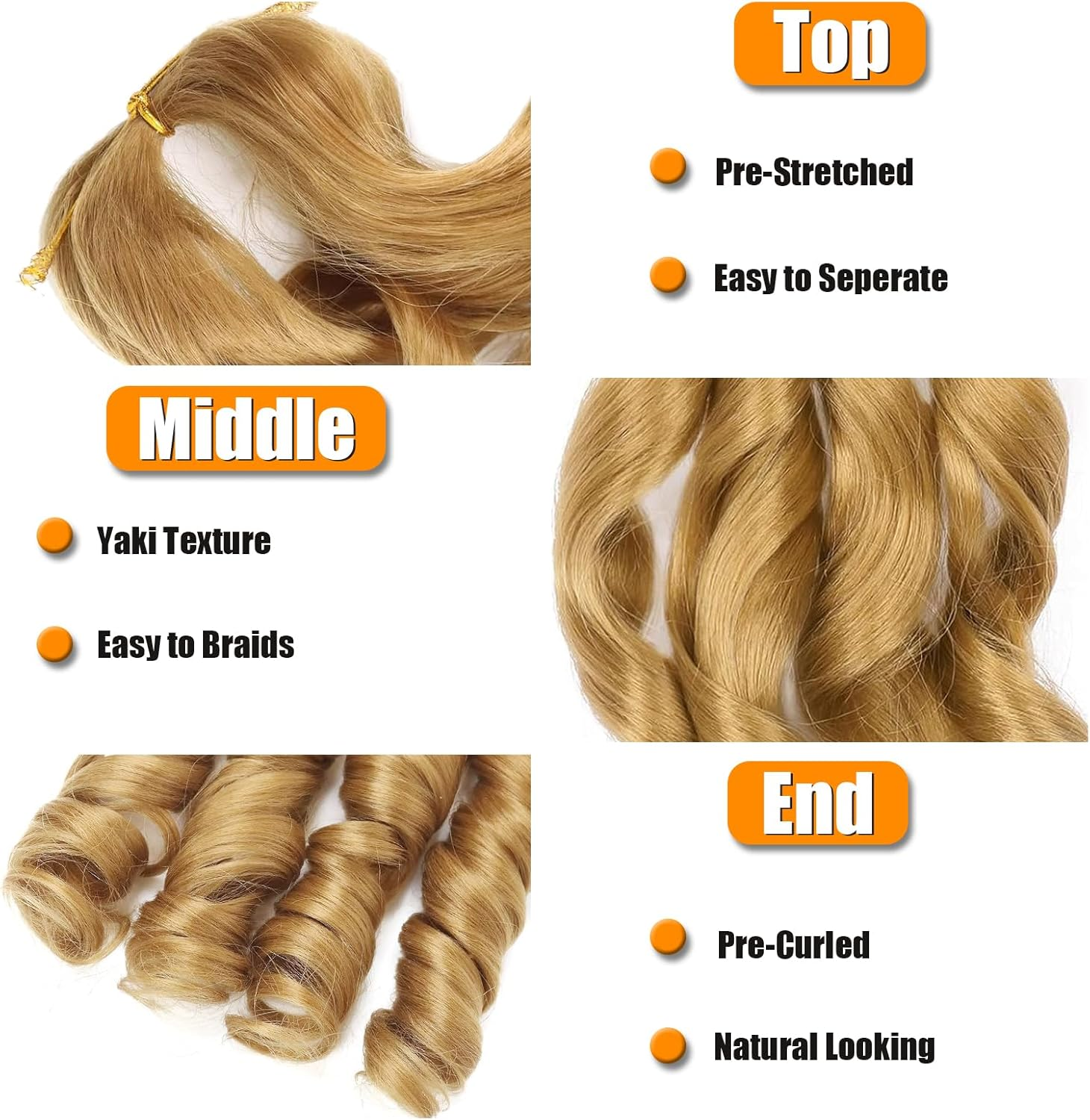 Curly Braiding Hair, 24 Inch (61 Cm) Pre-Stretched Bouncy, Loose Wave, 8 Packs, French Curly Hair with Curly Ends, French Curl Braids, Crochet Hair - 30 image number 3