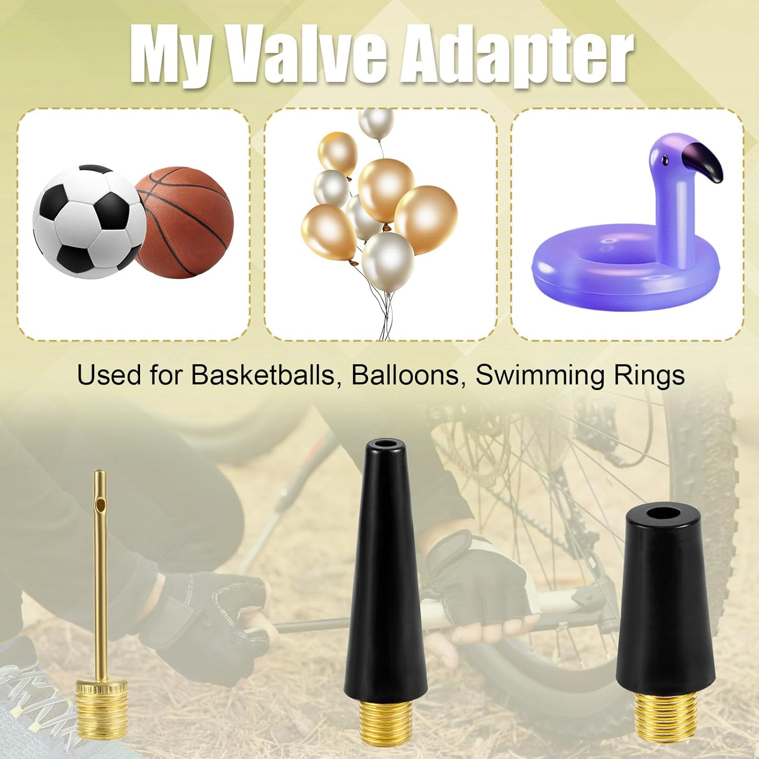 28Pcs Bicycle Valve Adapter Set, Brass Bike Tire Valve Stem Adapter Inflation Kit Accessories for Standard Pump or Air Inflatable Attachment Compressor for Presta Schrader image number 6