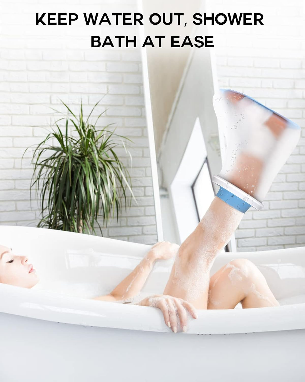 DNEOUXI Waterproof Foot Cover for Shower Adult, Foot Cast Covers with Non-Slip Padding Bottom, Watertight Ankle Foot Cast Protector for Surgery Bandage Dressing Wound, Reusable image number 2