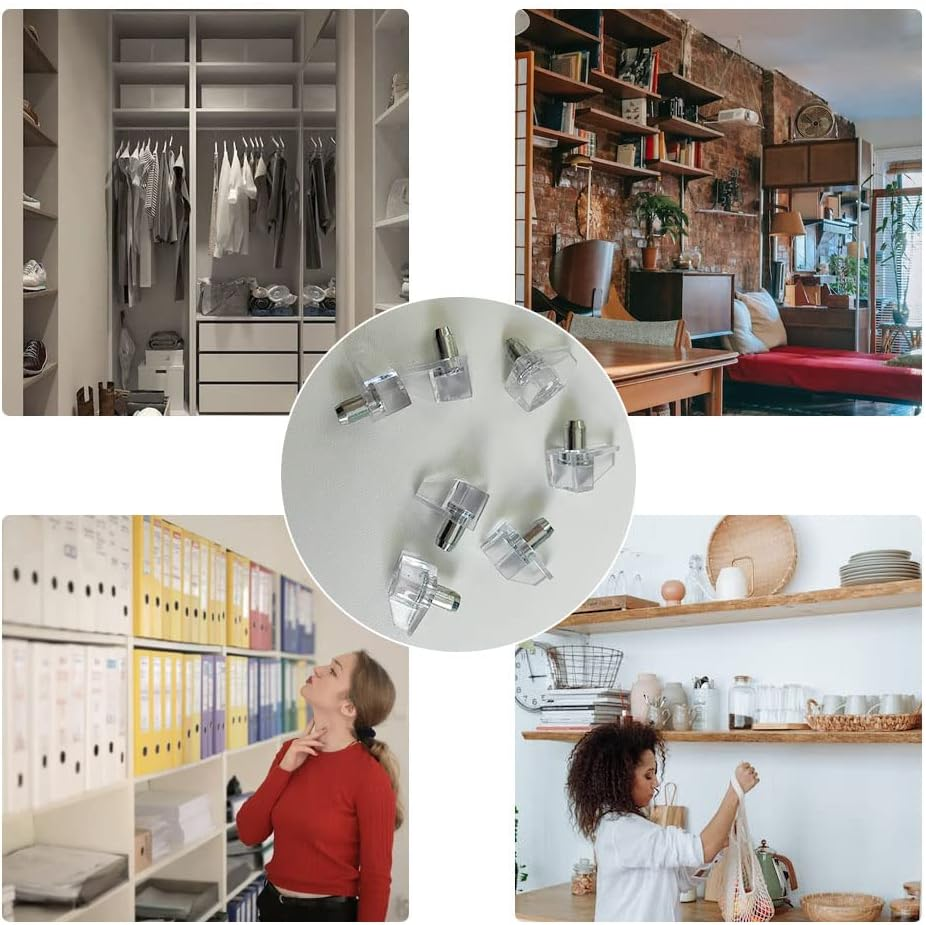 20 Pcs 5Mm Clear Plastic Cabinet Shelf Support Pins, Clear Shelf Support Pegs, Shelf Pins Clear Shelf Support Pegs, Shelf Holder Replacement Peg, Shelf Holder Bracket Steel Pins image number 1