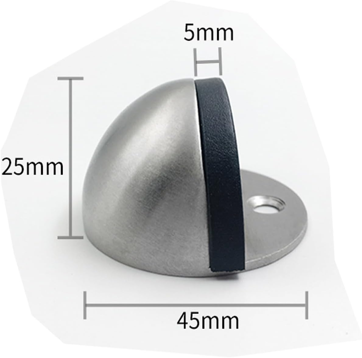 Heavy Duty Floor Door Stopper, Set of 2 Silver Stainless Steel Door Stopper with Rubber Bumper, Floor Mounted Doorstop with Hardware Screws and Adhesive, Dust-Proof and No Rust image number 3