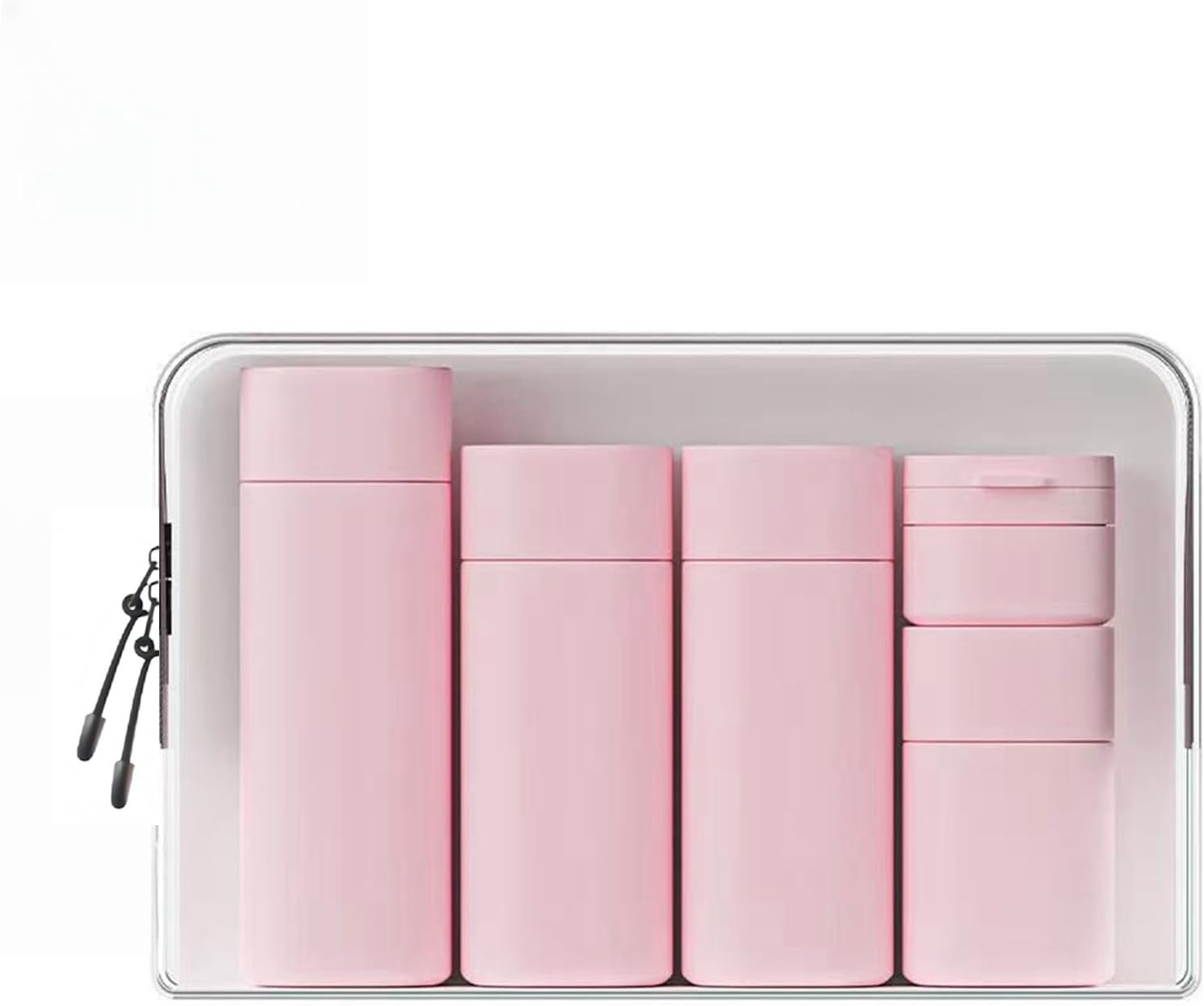 5 PCS Travel Cream Dispenser Bottles Set, TSA Approved Leak-Proof Toiletry Containers for Shampoo, Lotion, Cosmetics, Modern Portable Dispenser Bottles for Air Travel, Gym, Vacation (White)