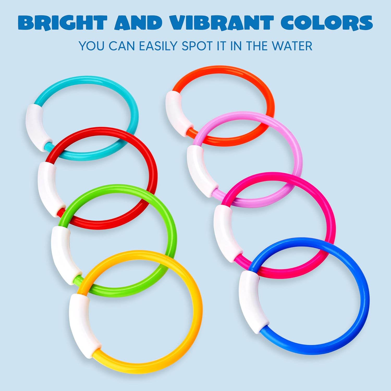 JOYIN Dive Rings Pool Toys, 8 Pcs Colorful Pool Rings for Kids, Underwater Training Swimming Diving Toy for Kids Gifts Summer Swim Water Fun Games image number 1