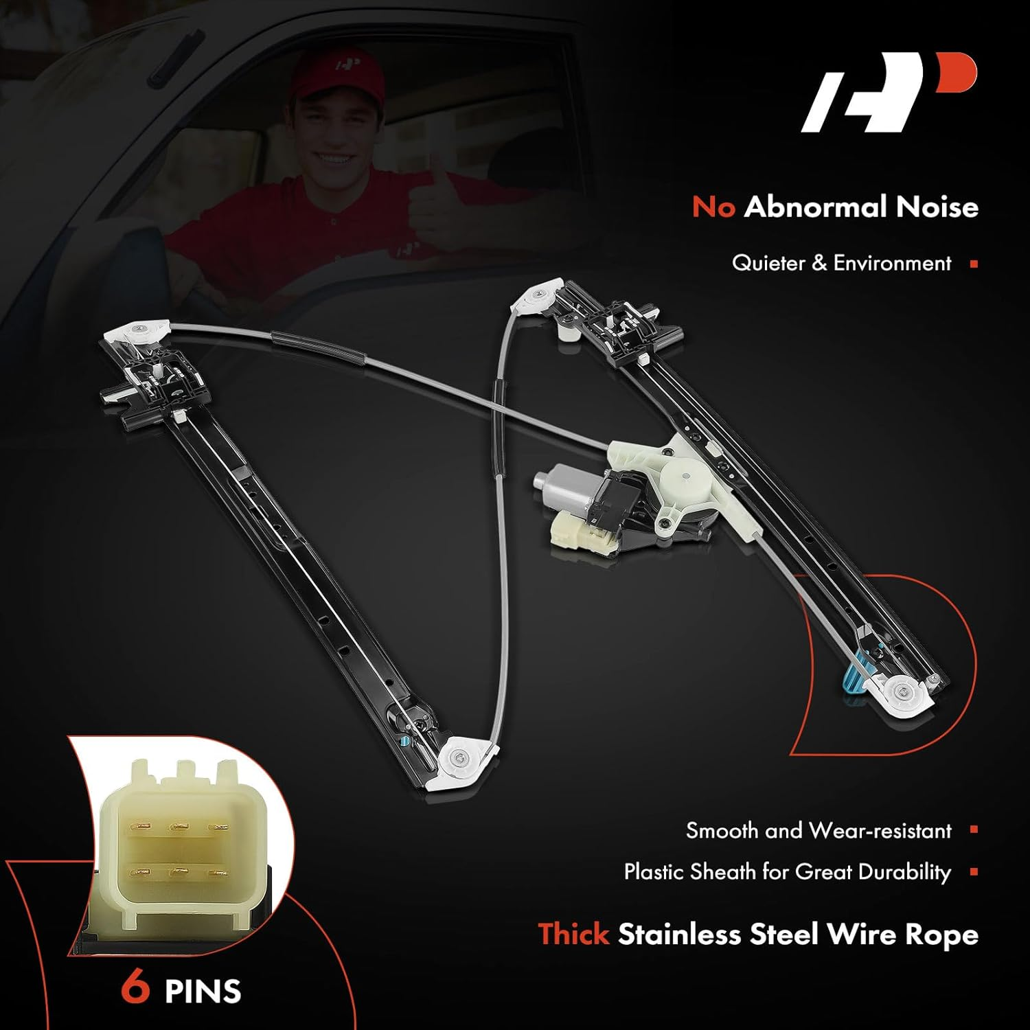A-Premium Power Window Regulator with Motor Compatible with Land Rover Discovery L462 2017-2020 with Auto-Up Front Passenger Side