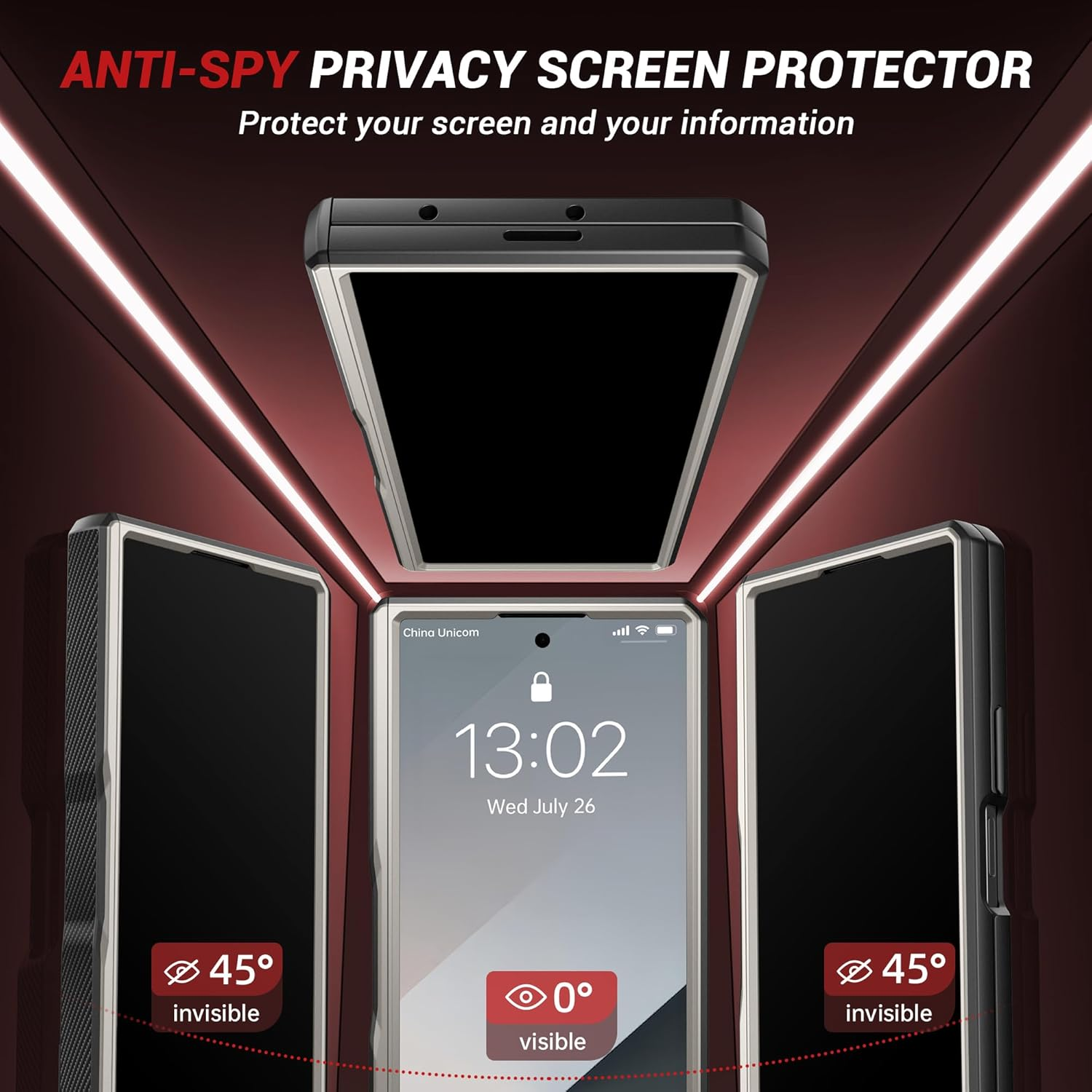 TONGATE 360&deg; Spin Magnetic Stand for Z Fold 7 Case with Privacy Screen Protector, [Compatible with Magsafe] [Anti Spy] [360&deg; Ring Holder] Full-Body Shockproof Case for Samsung Galaxy Z Fold 7, Tigray image number 3