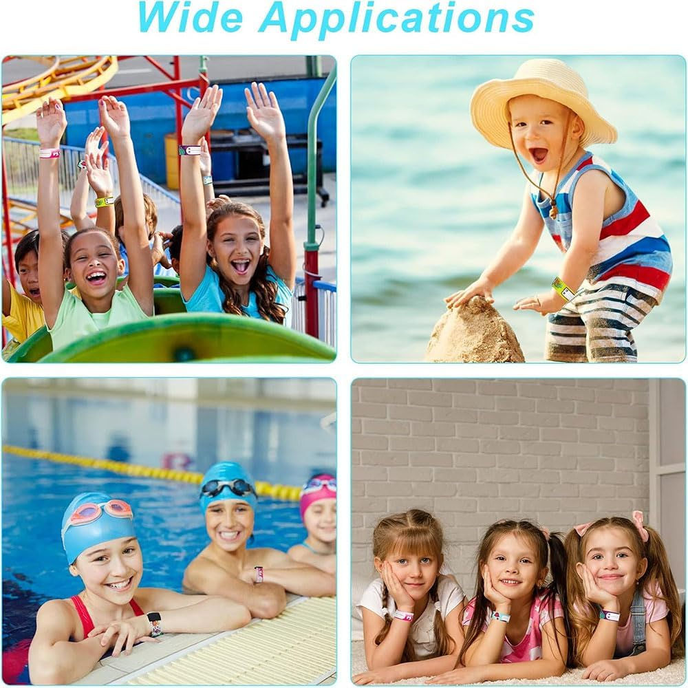 16 Pack Safety ID Wristbands, Reusable, Waterproof, anti Wandering Wristbands for Children with Contact Info Adjustable Travel ID Bracelets for School, Camp, and Outdoor Activities image number 4