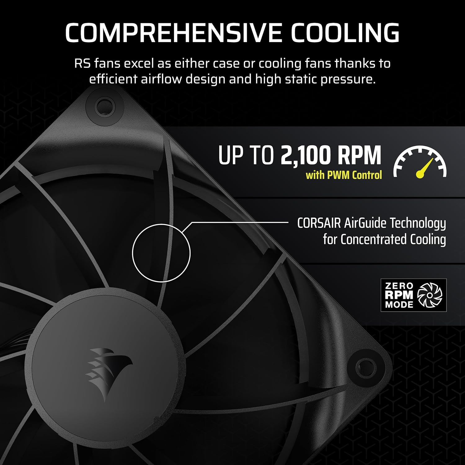 CORSAIR RS120 120Mm PWM Fans &ndash; Daisy-Chain Connection &ndash; Low-Noise &ndash; Magnetic Dome Bearing &ndash; Triple Pack &ndash; Black image number 3