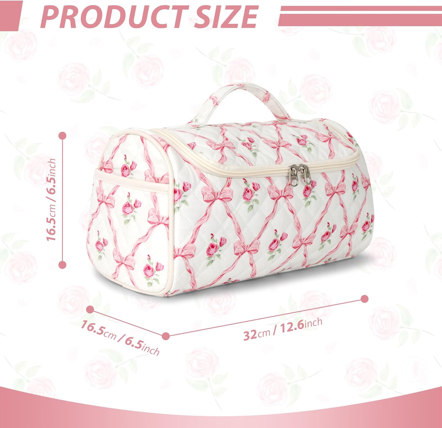 Linpr Travel Case Compatible with Dyson Airwrap & Shark Flex Style, Quilted Travel Hair Dryer Bag with Hook, Portable Hair Tool Organizer for Curling Iron & Accessories, Rose Pink, Modern image number 3