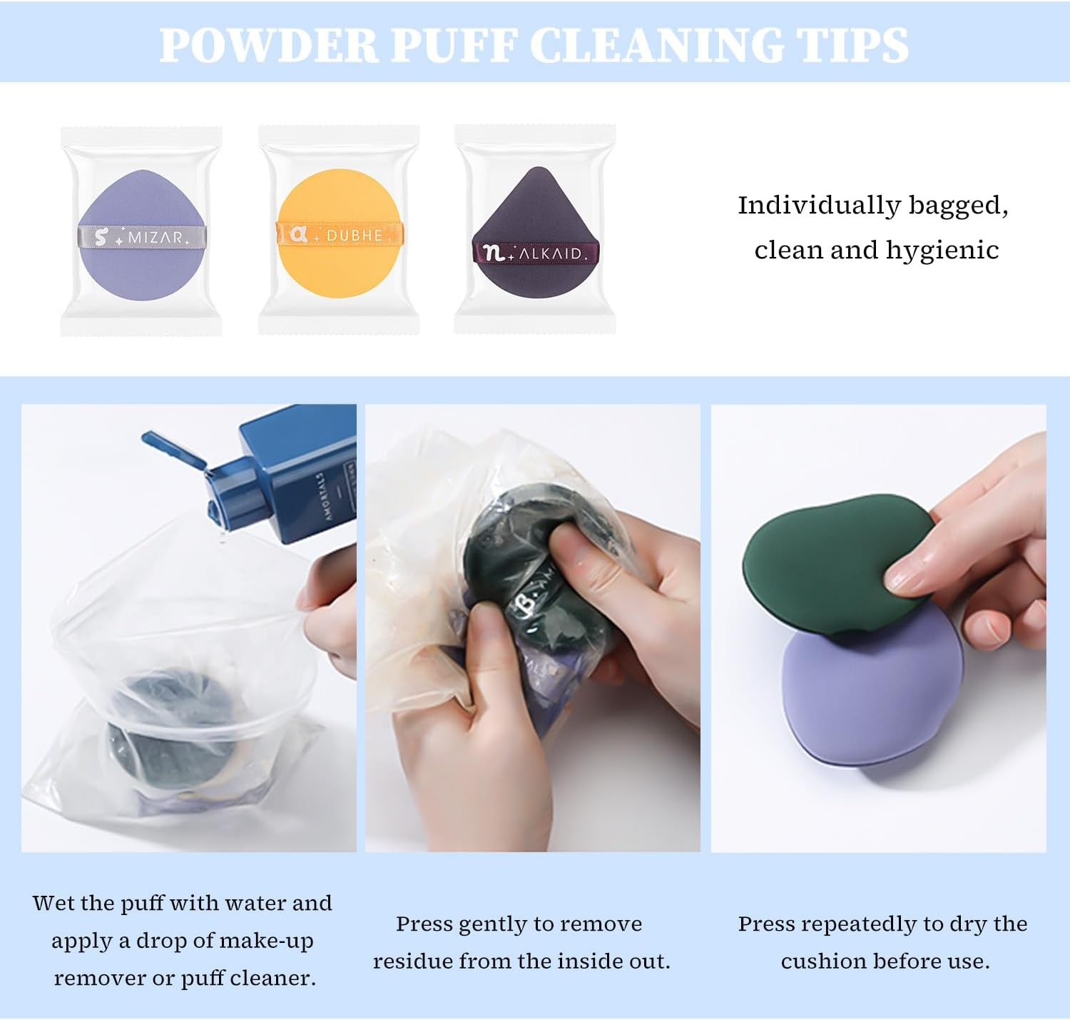 TORMEN 7 Pcs Air Cushion Makeup Sponges,Seven Star Cushion Powder Puff,Latex Free, Multi Shaped Blender Wet & Dry Beauty Tool Set,Suitable for All Cosmetics Foundation, BB Cream, Blush, Powder (Mixed) image number 1