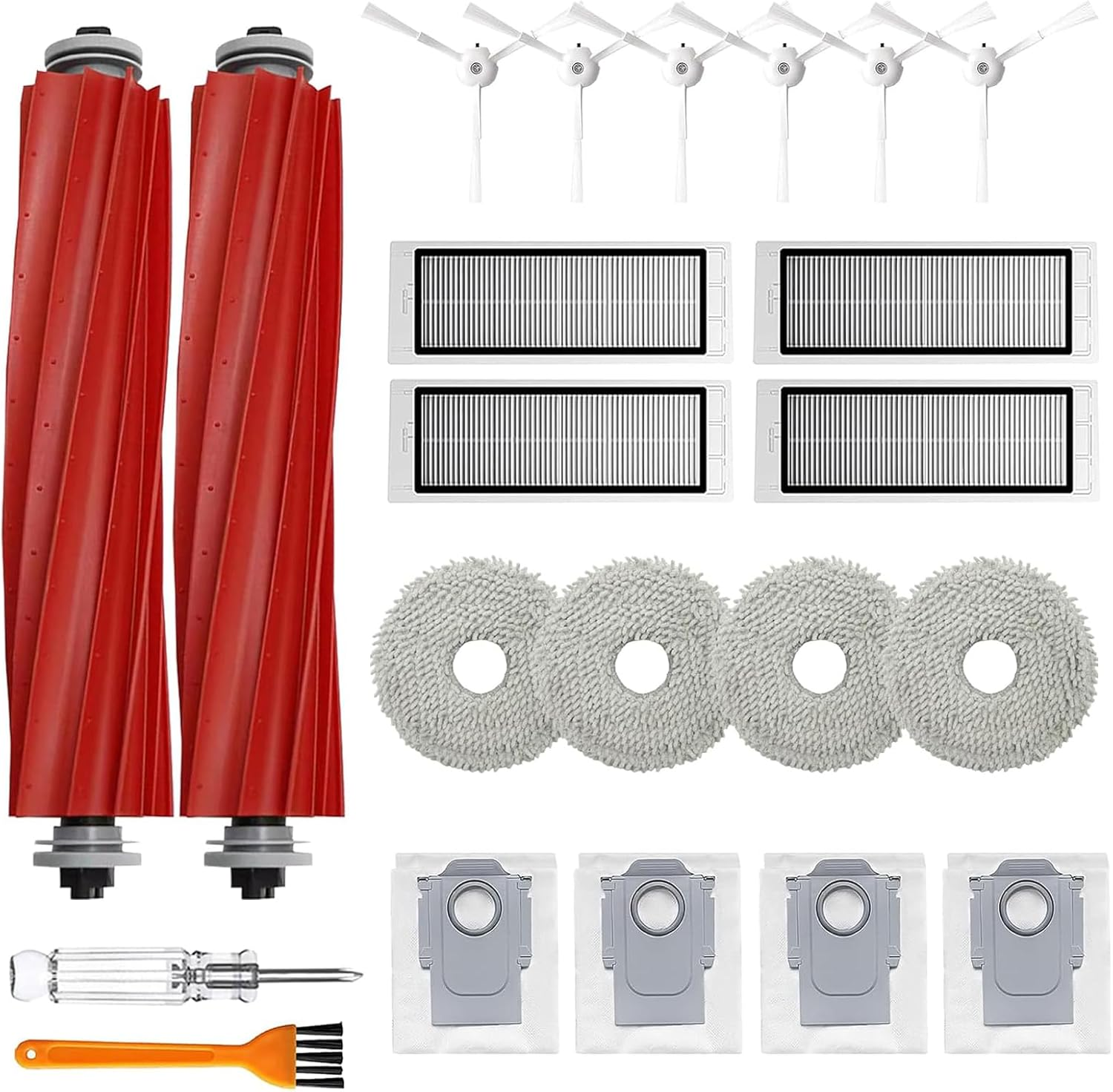 Replacement Parts for Roborock S8 Pro Ultra/S8 Docking Robot Vacuum, Robot Vacuum Accessories with 2 Main Brush, 4 Filters, 4 Side Brush, 1 Cleaning Brush