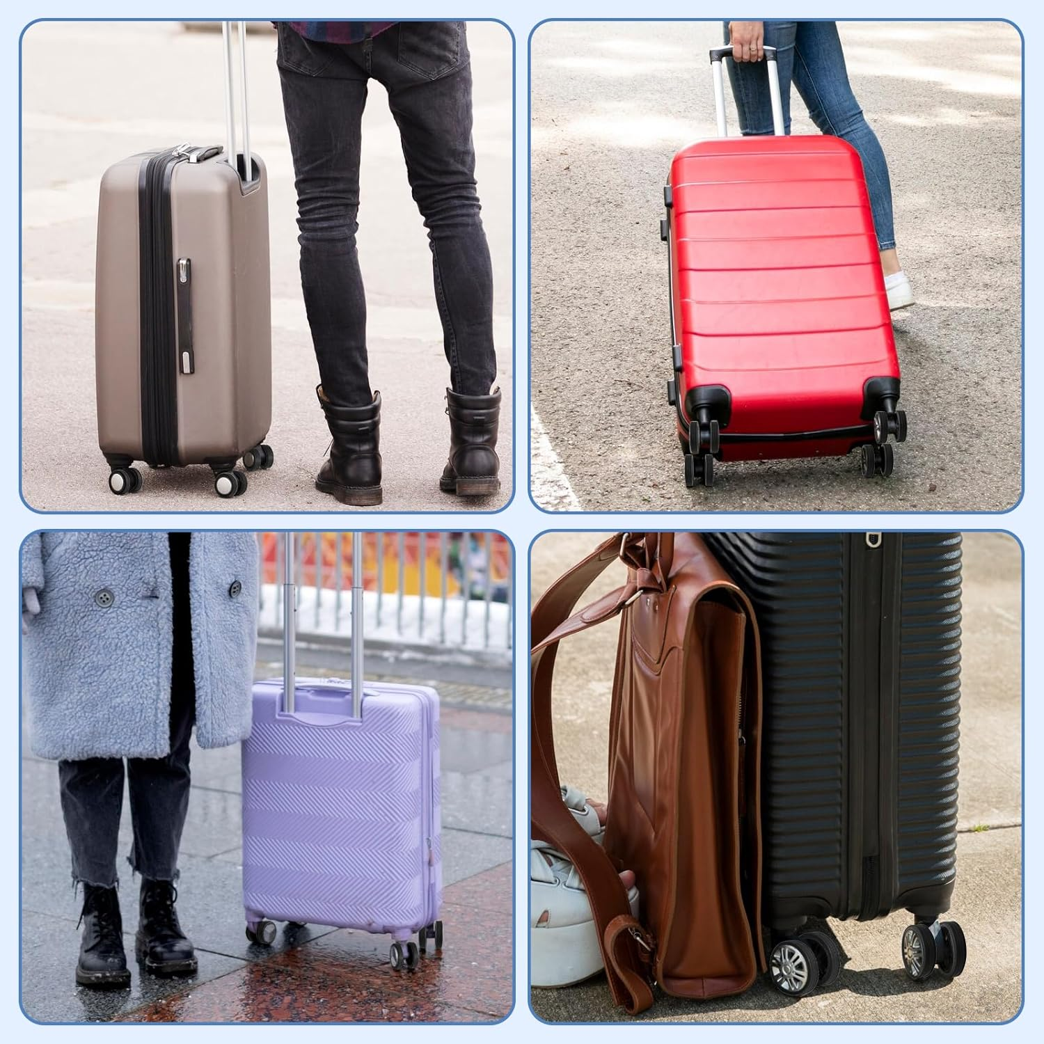 OKAMMY Luggage Wheels Protection Silicone Suitcase Cover - Noise Cancelling Travel Bag Rolling Wheels - Reliable Travel Suitcase Wheel Cover - Durable Tyre Protective Covers for Luggage Bags - 8Pcs image number 3