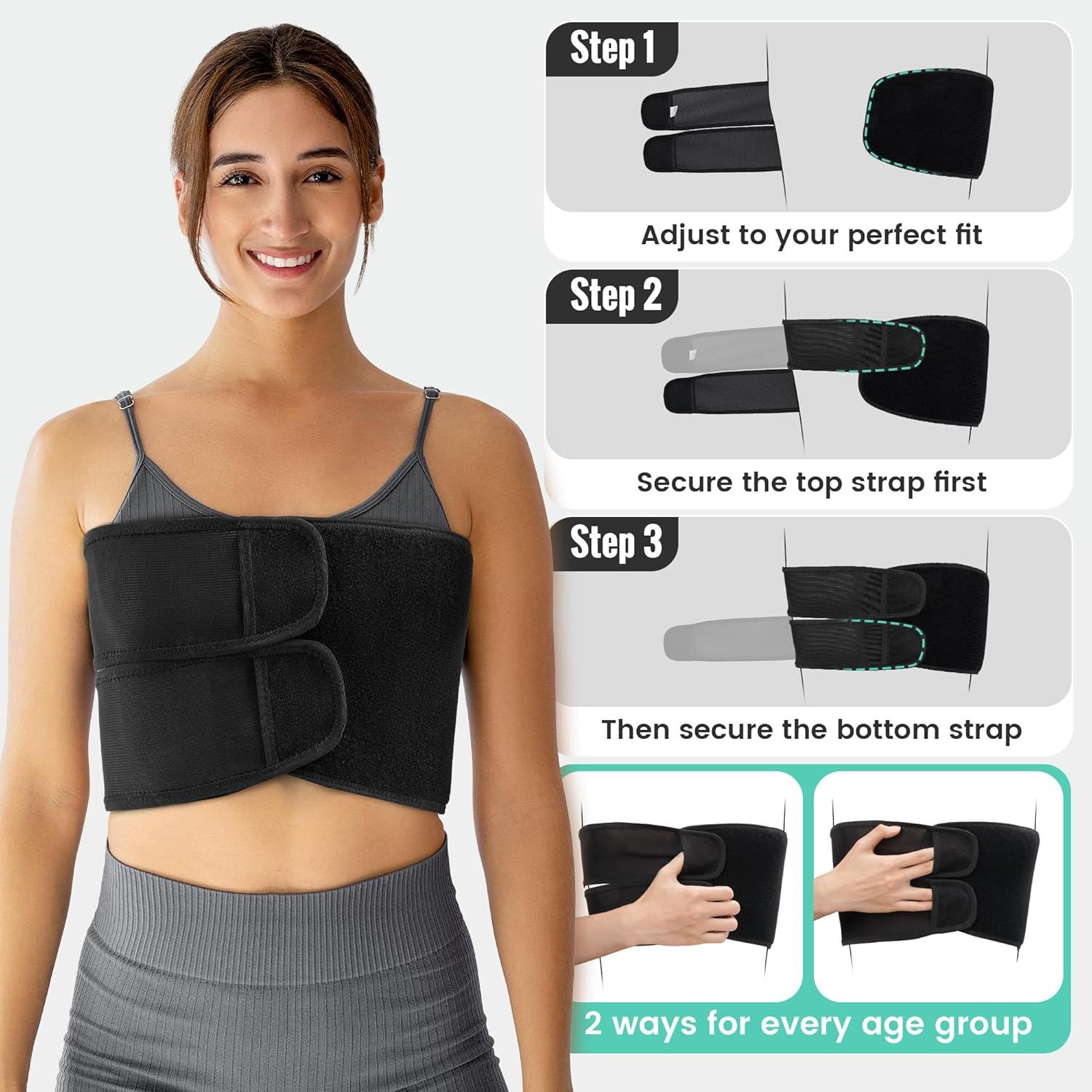 Rib Injury Fixation Belt for Fracture Protection, Postoperative Compression Abdominal Belt Wrapping, and Chest Support. image number 3