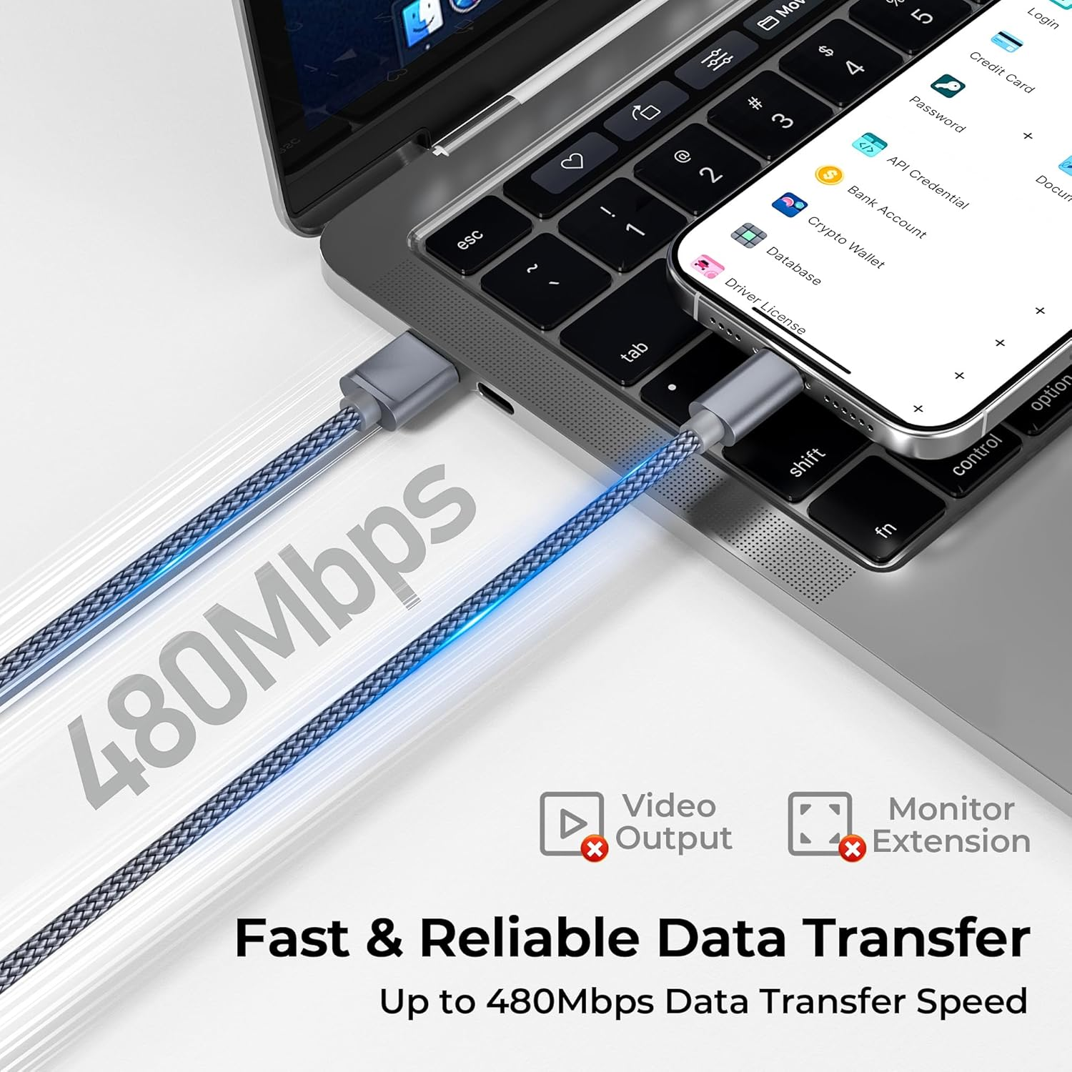 Basesailor for Iphone 17 16 Pro Charging Cable 3Pack 1/2/3M,USB to USB Type C Charger Cord for Apple 15 Max,Ipad 10 10Th,Mini 6 6Th 7 7Th,Air 4 4Th 5 5Th Generation,Samsung Galaxy S25 S24 Plus,Z Flip - Grey image number 2