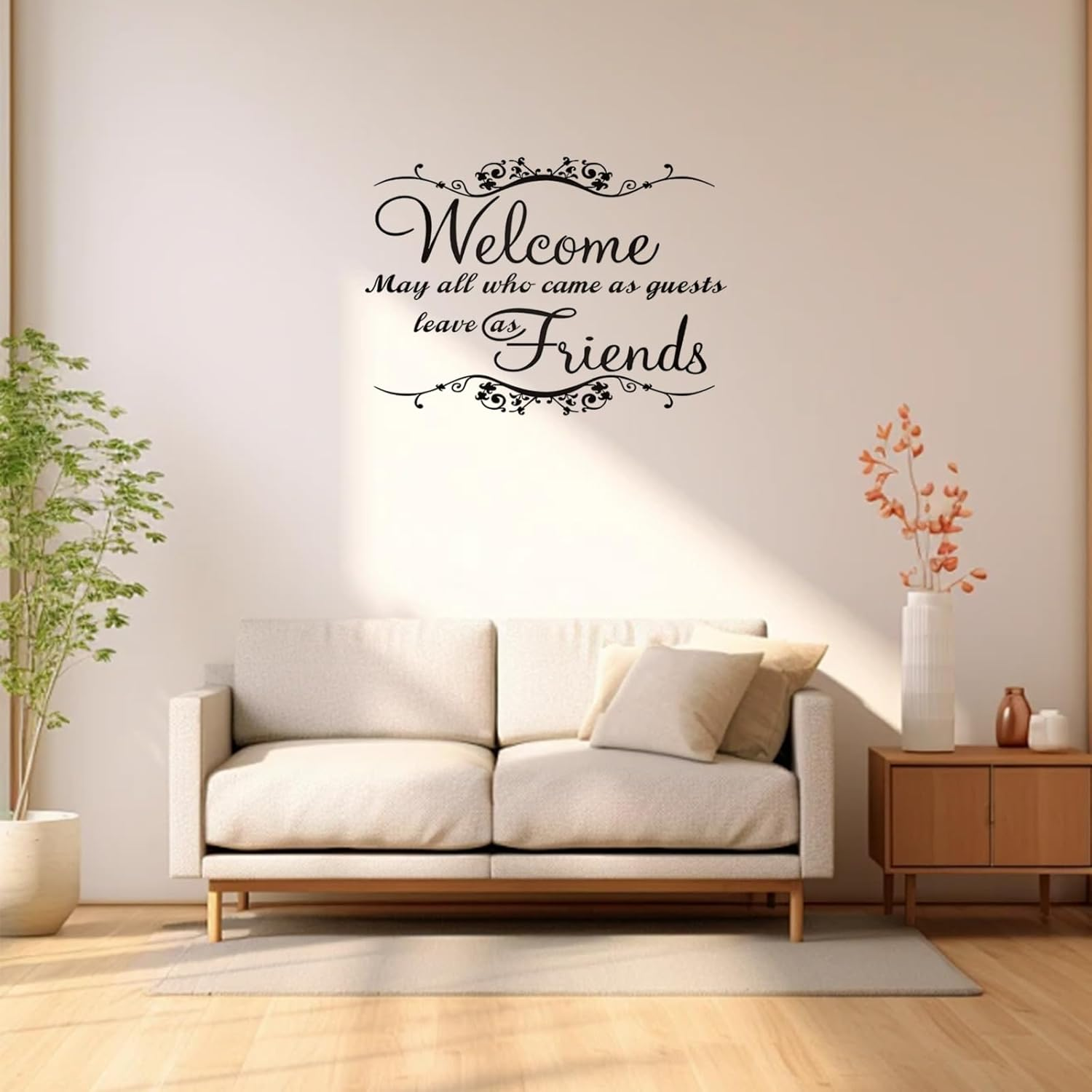 Sgphrzlt Welcome May All Who Came as Guests Leave as Friends Wall Decals, Large Vinyl Peel and Stick Quote Sayings Home Decor, Removable Art Lettering Stickers for Bedroom Living Room Office image number 2