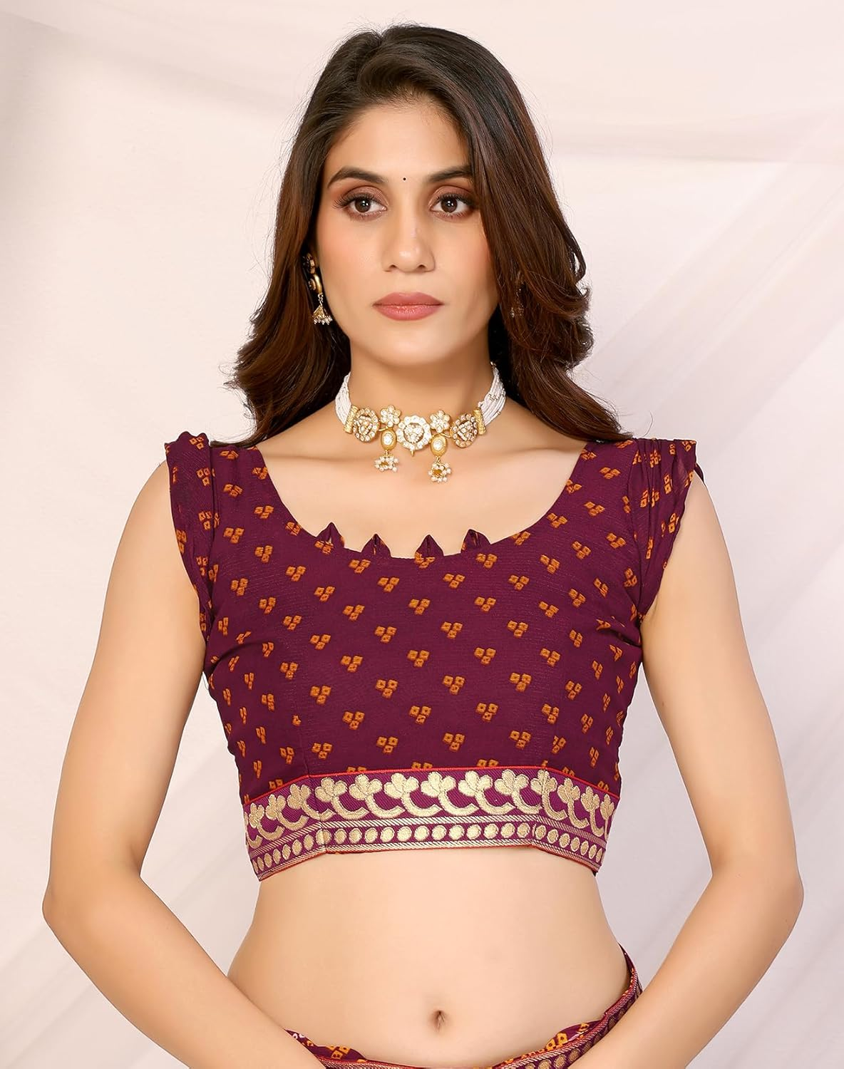 Yashika Women'S Woven Latest Georgette Saree with Lace and Blouse Material image number 6