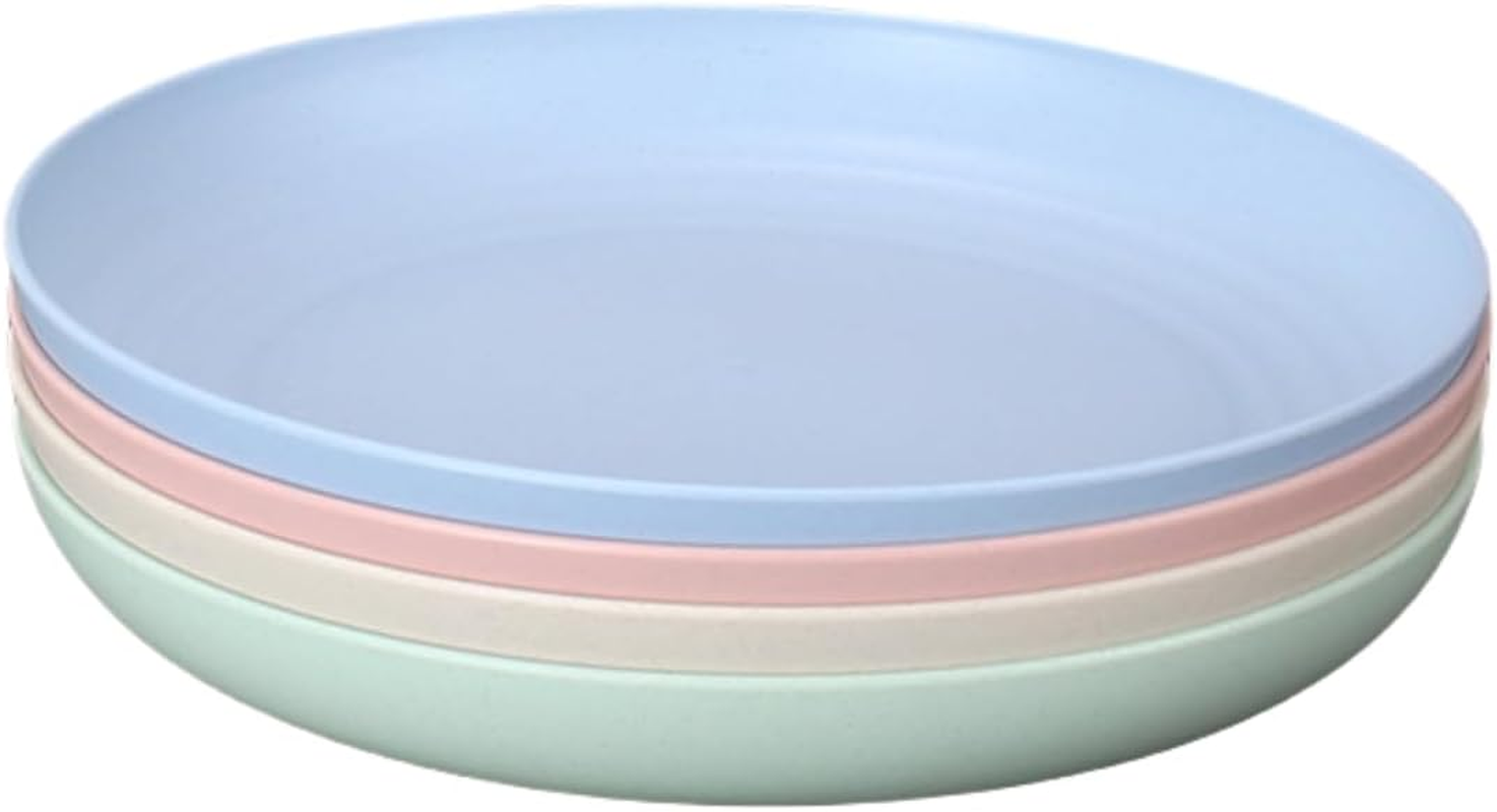 4 Pack 9.8 Inch Lightweight Wheat Straw Plates Unbreakable Dinner Dishes Plates Set Dishwasher & Microwave Safe,Reusable and Durable for Kids Adults (9.8IN 25CM)