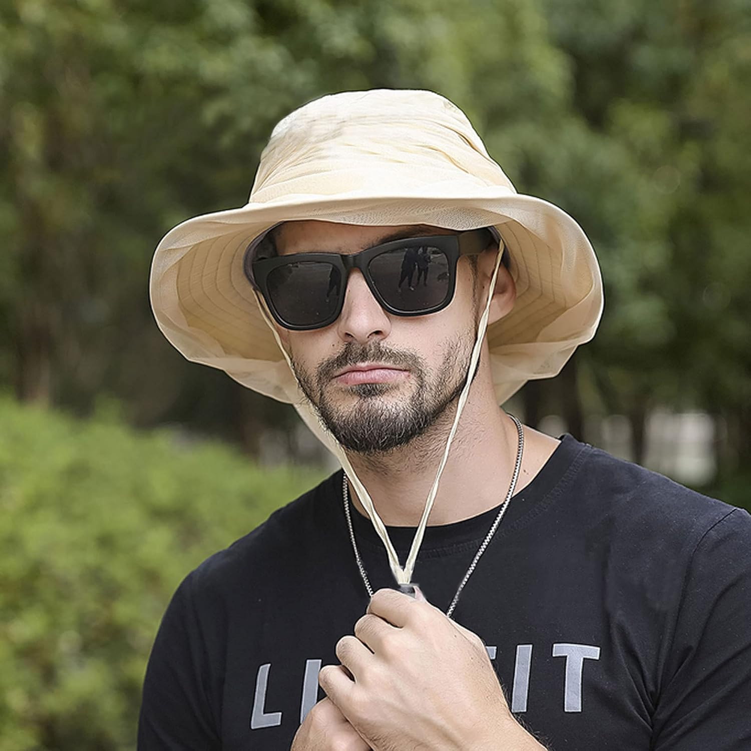 Rebecca Women Head Net Hat UV Protection Sun Hat Outdoor Anti-Mosquito Mask Hat - Khaki image number 4