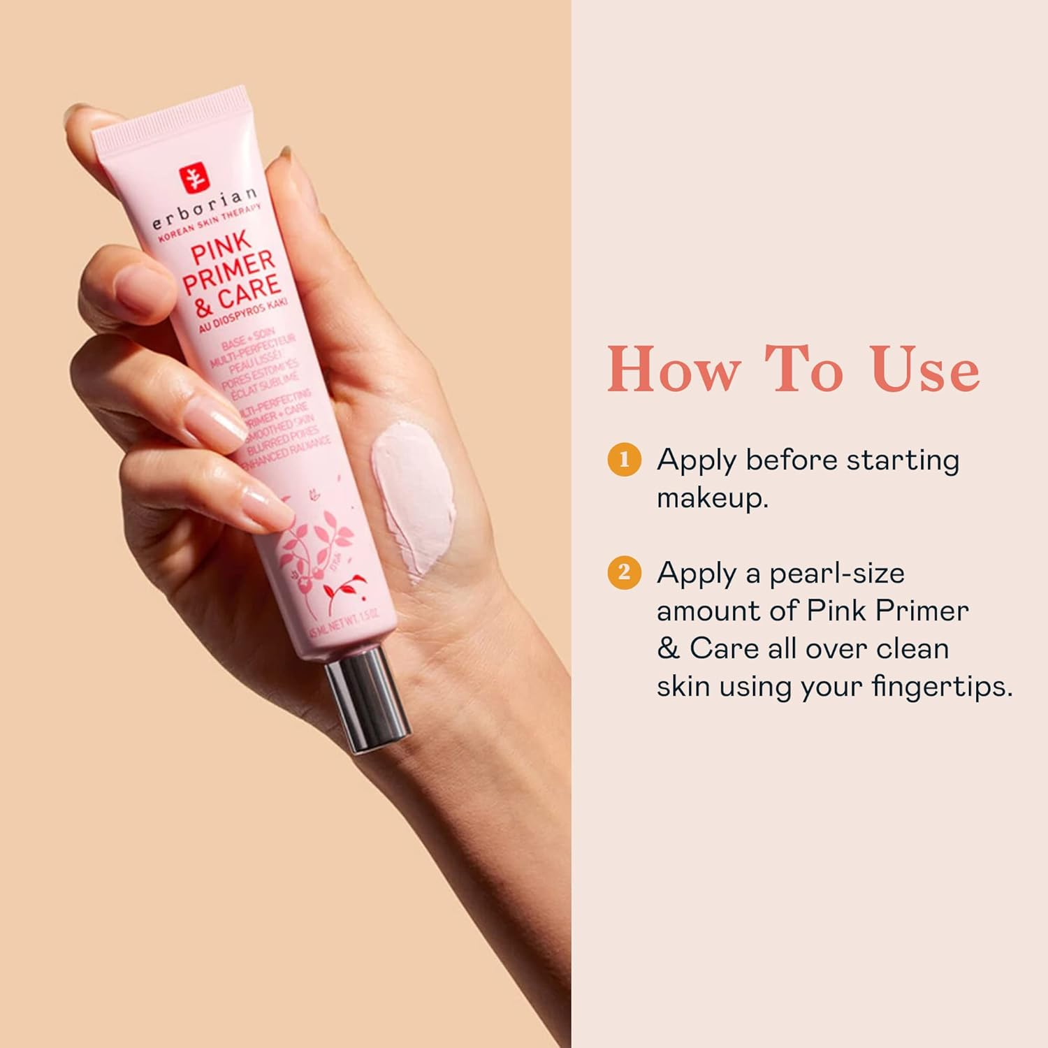 ERBORIAN Pink Primer & Care Skin Perfecting Radiance Primer, Refined Skin Texture Effect image number 4