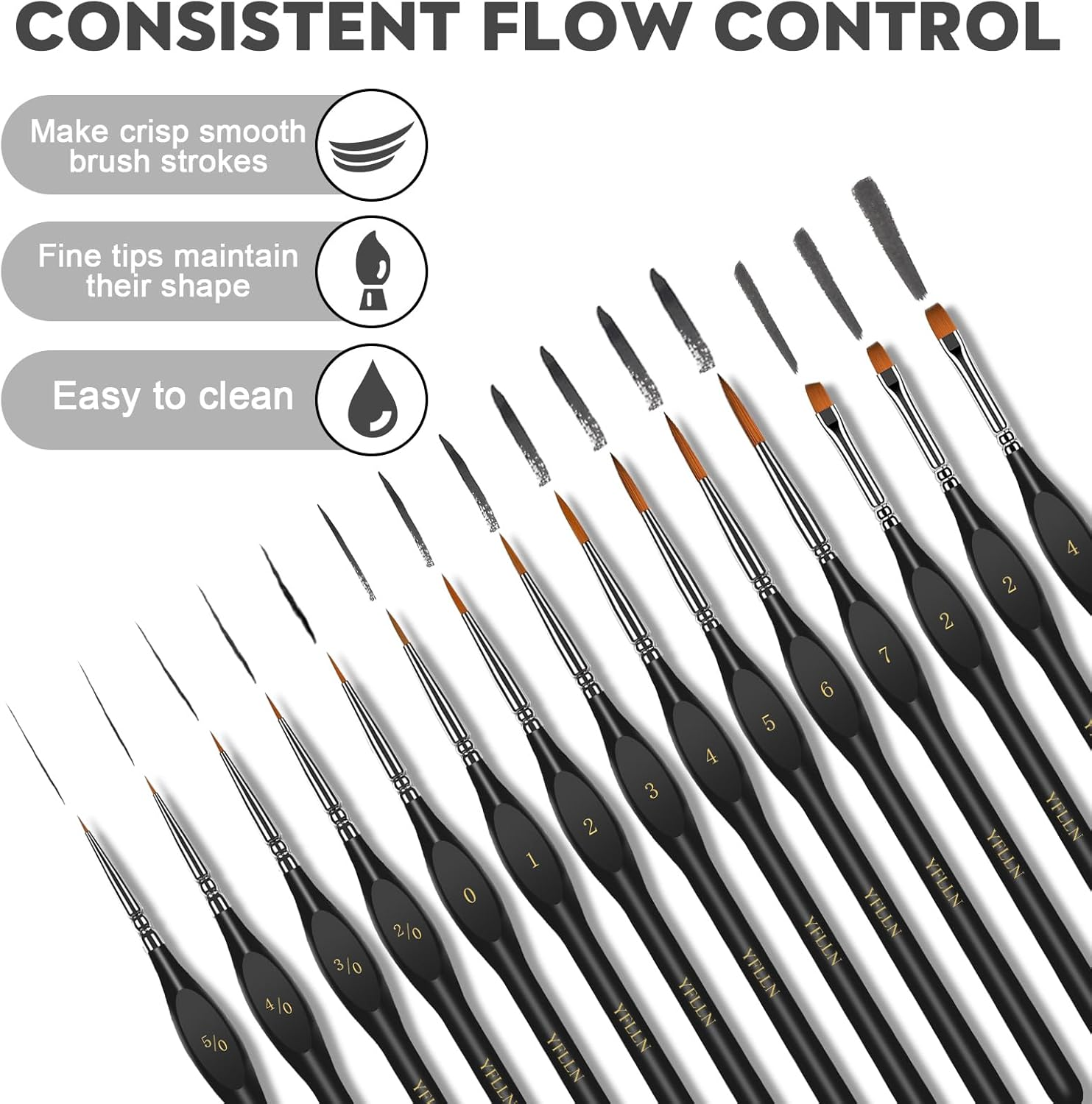 Miniature Paint Brushes, 15PCS Model Brushes Detail Paint Brush Set, Fine Detailing for Watercolor, Oil, Face, Acrylic, Nail, Line Drawing, Scale Model Painting（Black） image number 5