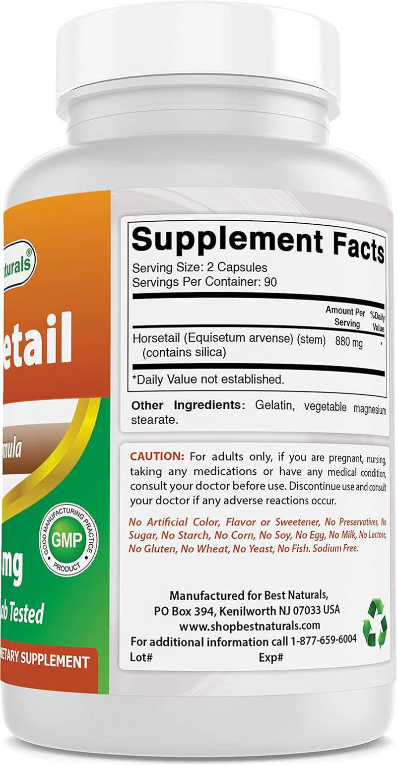 Best Naturals Horsetail 440 Mg 180 Capsules (180 Count (Pack of 3))