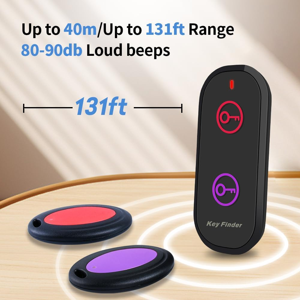 Key Finder,Chlovoe Item Finders & Trackers 131Ft Range Remote Finders with Sound, Wireless Wallet Finders Locator Tag for Finding Key Remote Wallet Pet Phone Glasses image number 2