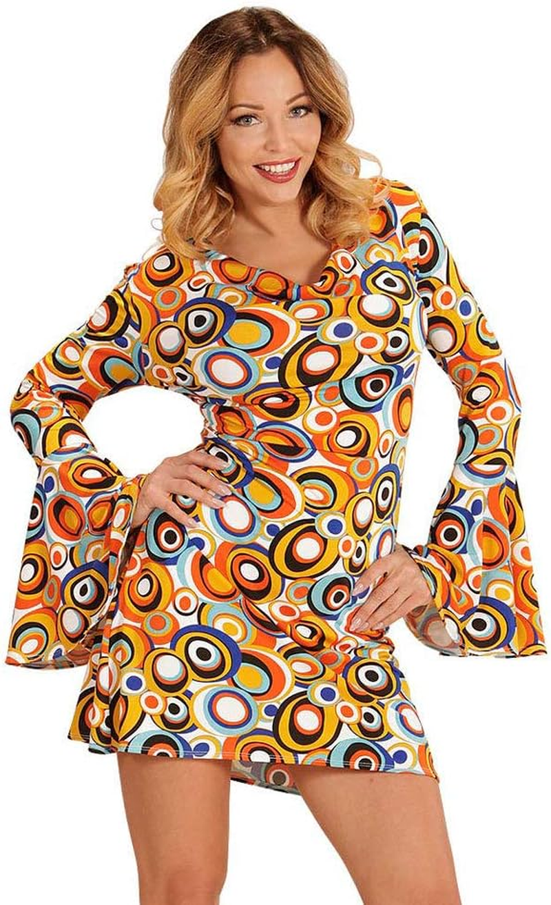 Widmann 08890 Adults Costume 70S Retro Dress Ladies Colourful XXL image number 3