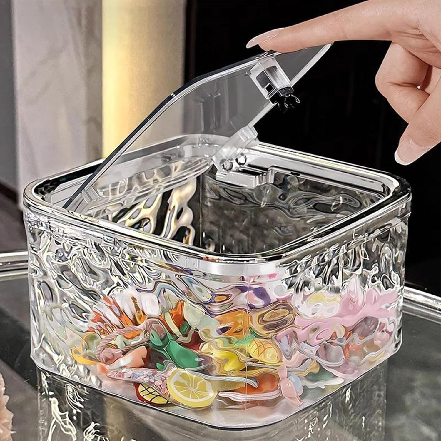 Hair Accessories Storage Container - Clear Hair Tie Organizer,Hair Accessories Holder with Lid, Storage Case, Tool Box for Hair Ties Accessory - Transparent image number 2
