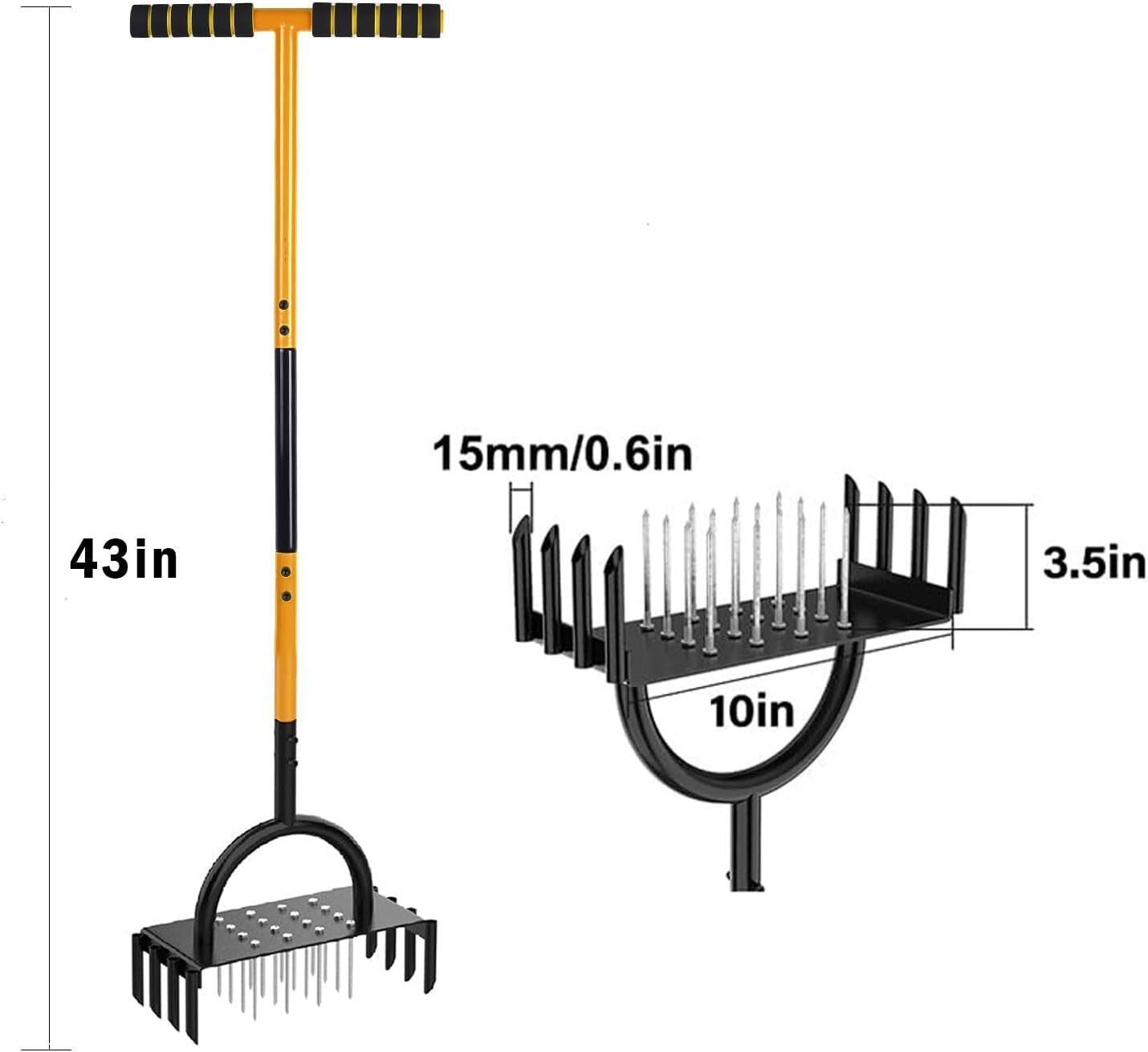 Lawn Aerator Spike Aerating Tool, Updated 38.6" Taller Manual Grass Aerator Tool with 16 Stainless Spikes, Yard Aerator Tool for Compact Soil image number 3