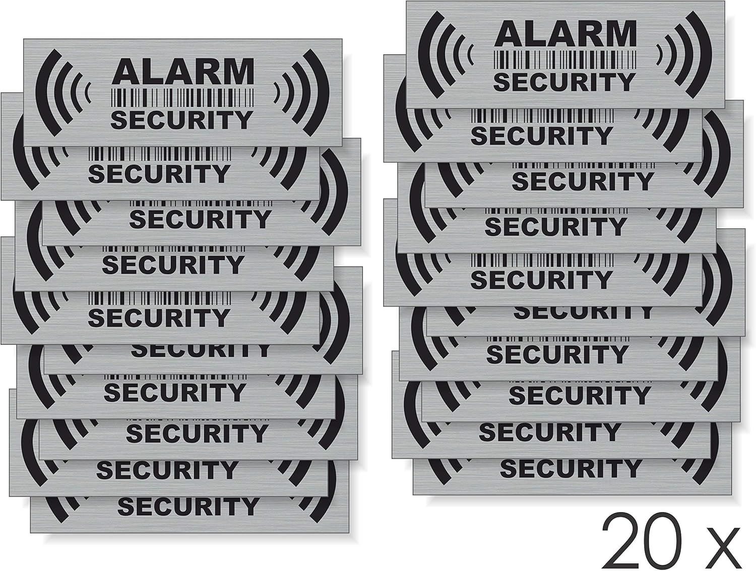20 X Security Alarm Warning Sign Stickers - for Internal and External Use - Protection for Home, Car... - Weatherproof - Size: 2,9 X 1 in - "ALARM SECURITY"