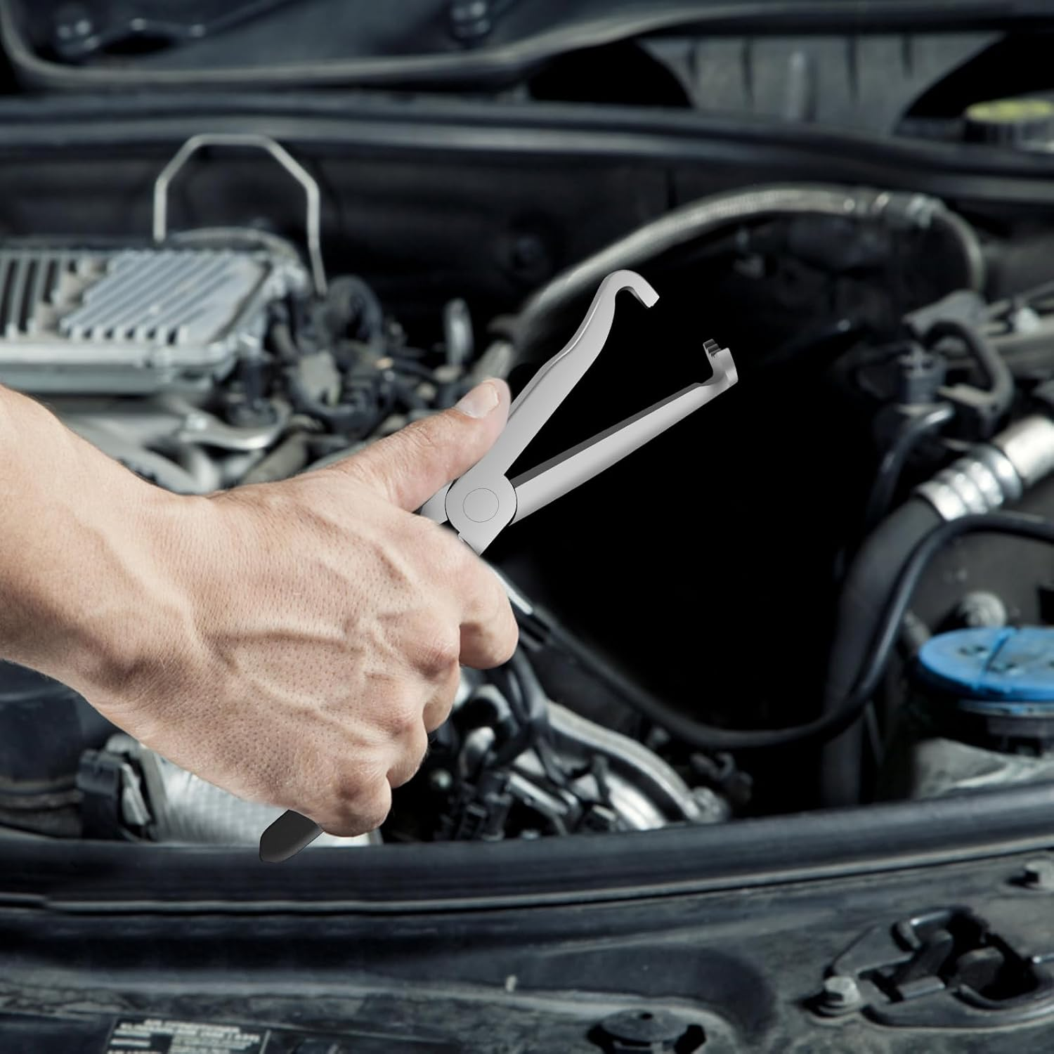 Electrical Disconnect Pliers Set 8Inch Automotive Tools Electrical Connector Pliers, Electricity Plug Fuel Line Hose Disconnect Repair Tools for Push Tab Style Plugs (Straight+Bend) image number 2