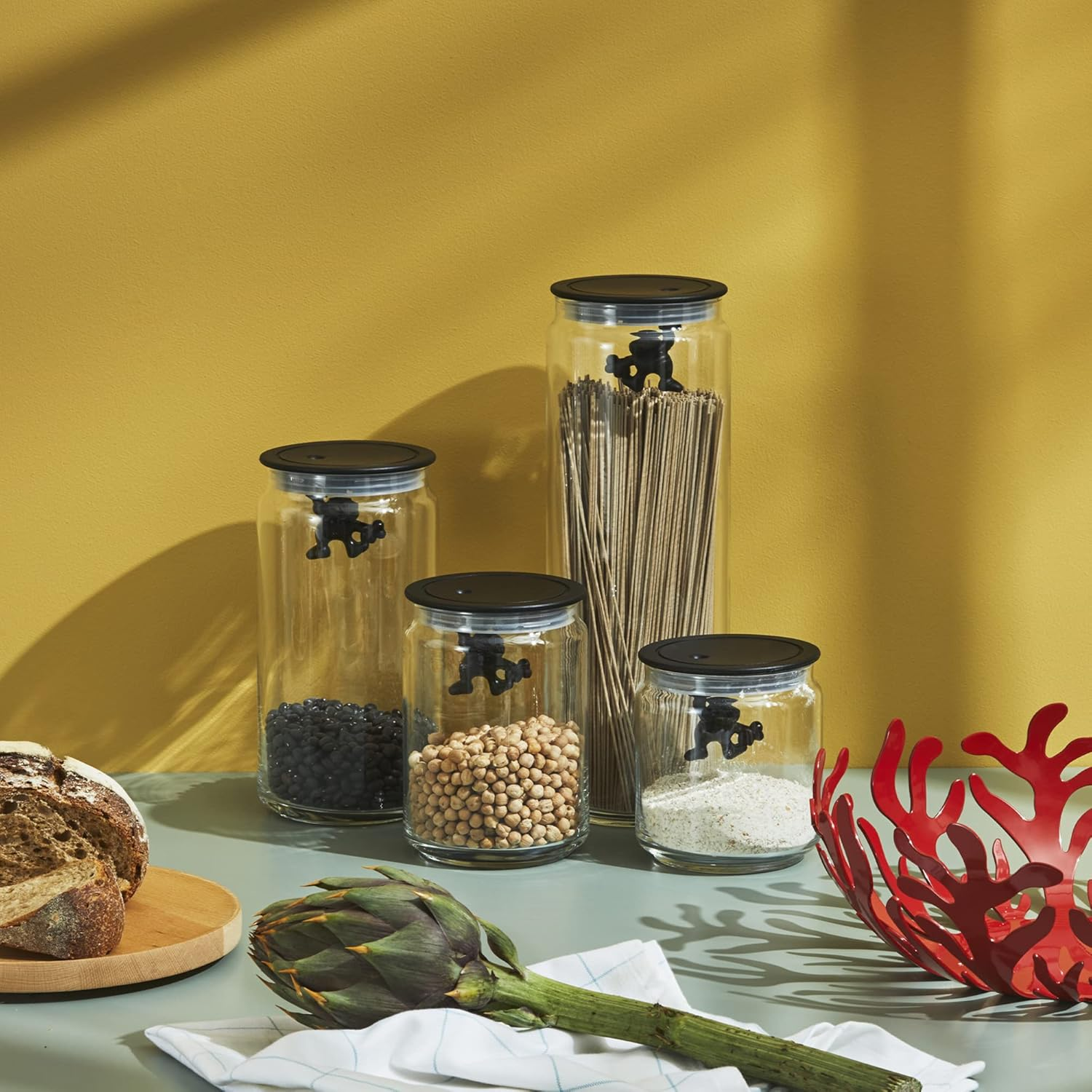 Alessi Gianni Glass Kitchen Box with Lid, White, 12 Cm Height