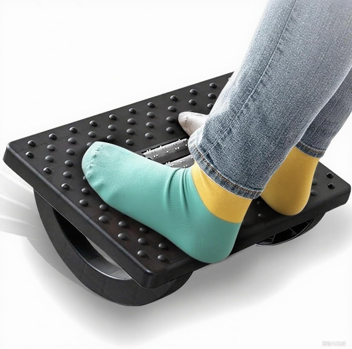 HCHANGEN Rocking Comfort Foot Rest 1 Pack &ndash; Ergonomic Foot Stool with Massage Rollers &ndash; Feet Support for Office & Home (White)