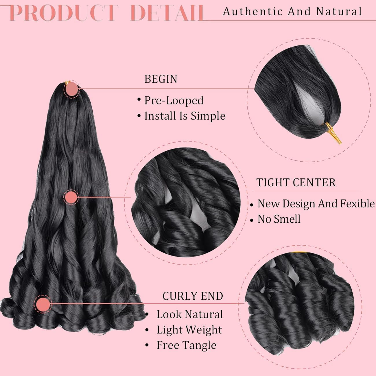 French Curls Braiding Hair 24 Inch 8 Packs Pre Stretched Loose Wave Bouncy Braiding Hair Spanish Curly Ends Synthetic Hair Extensions for Braiding (1B) image number 6