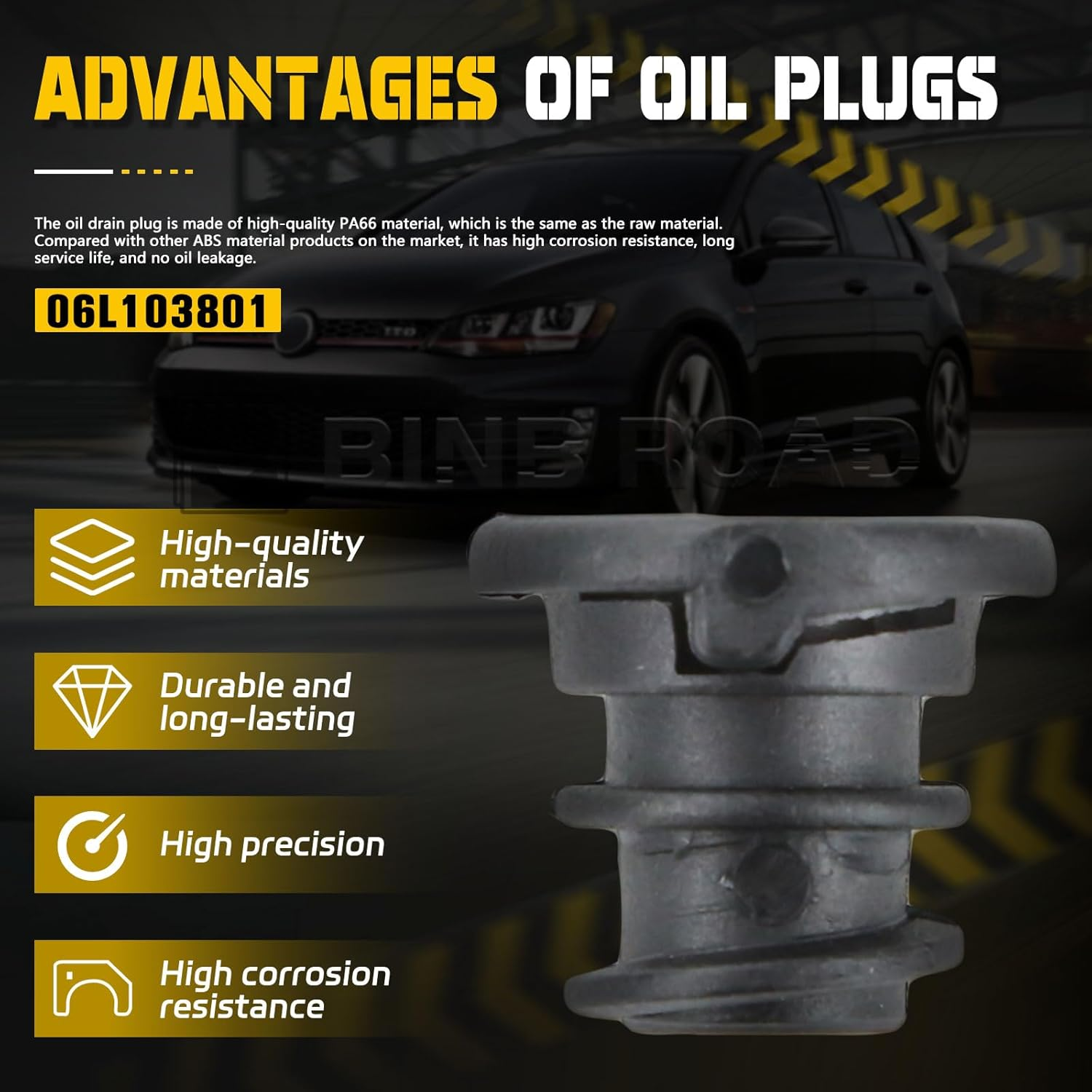 BINB ROAD 1 Set Car Engine Oil Drain Plug with Install Tool 06L103801 Compatible with Audi A1 A3 A4 A5 Q3 Q5 Volkswagen Golf GTI image number 2