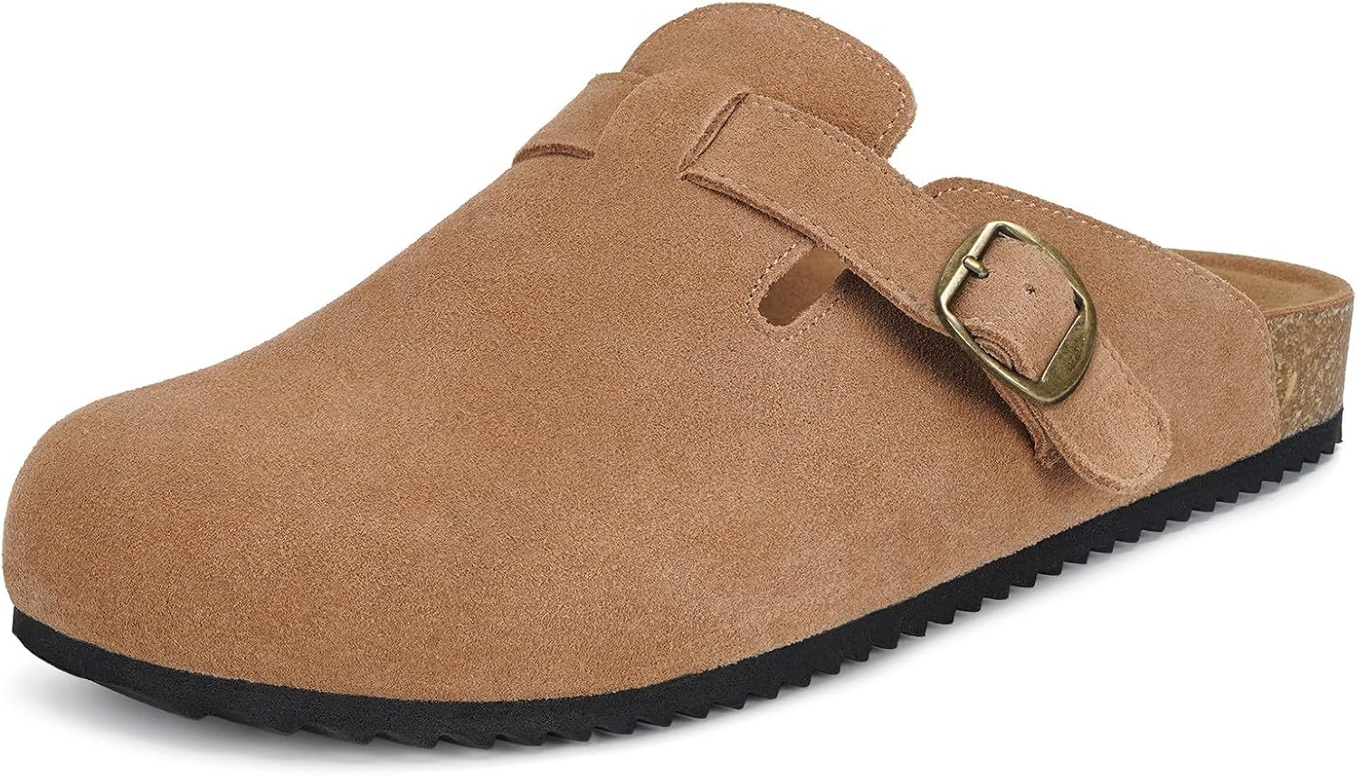 Intini Womens Suede Clogs Mens Genuine Leather Mules Cork Footbed Sandals with Arch Support